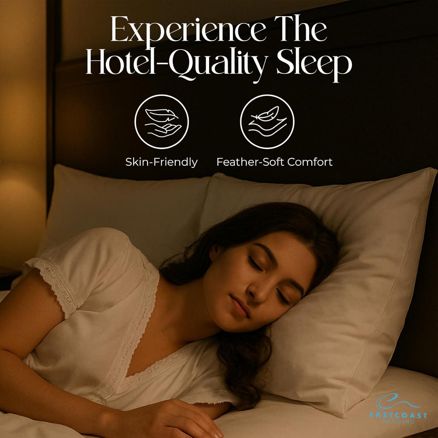 East Coast Bedding Cozy Dream Firm Goose Feather Down Pillow Support King Size Set of 2