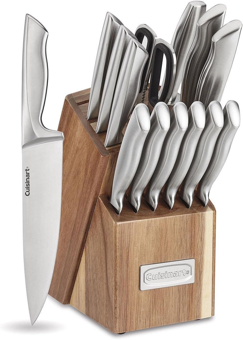 15-Piece Stainless Steel Knife Set with Acacia Block