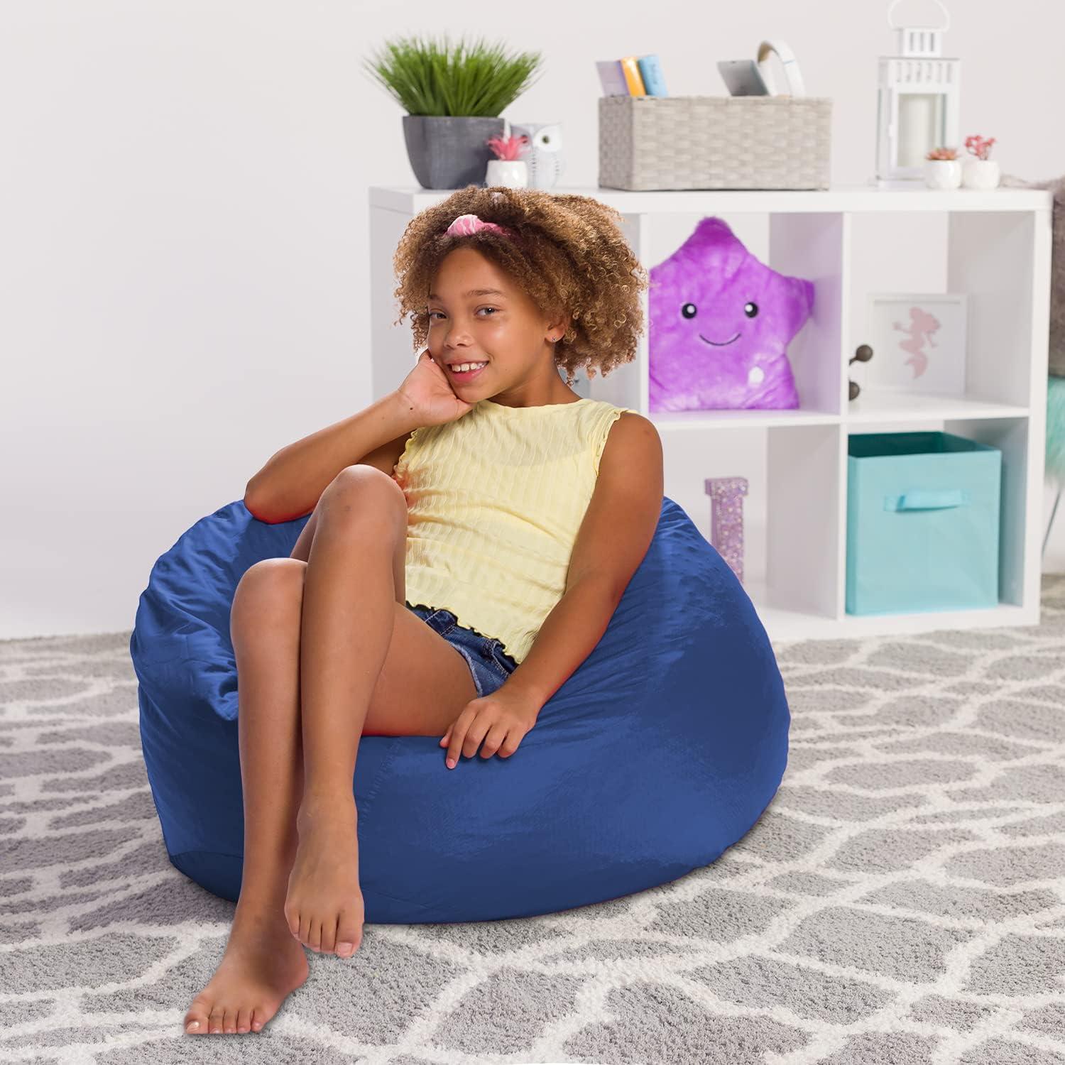 Posh Creations Classic Bean Bag Chair, Bean Bag Lounger, Kids, 2.5 ft, Navy