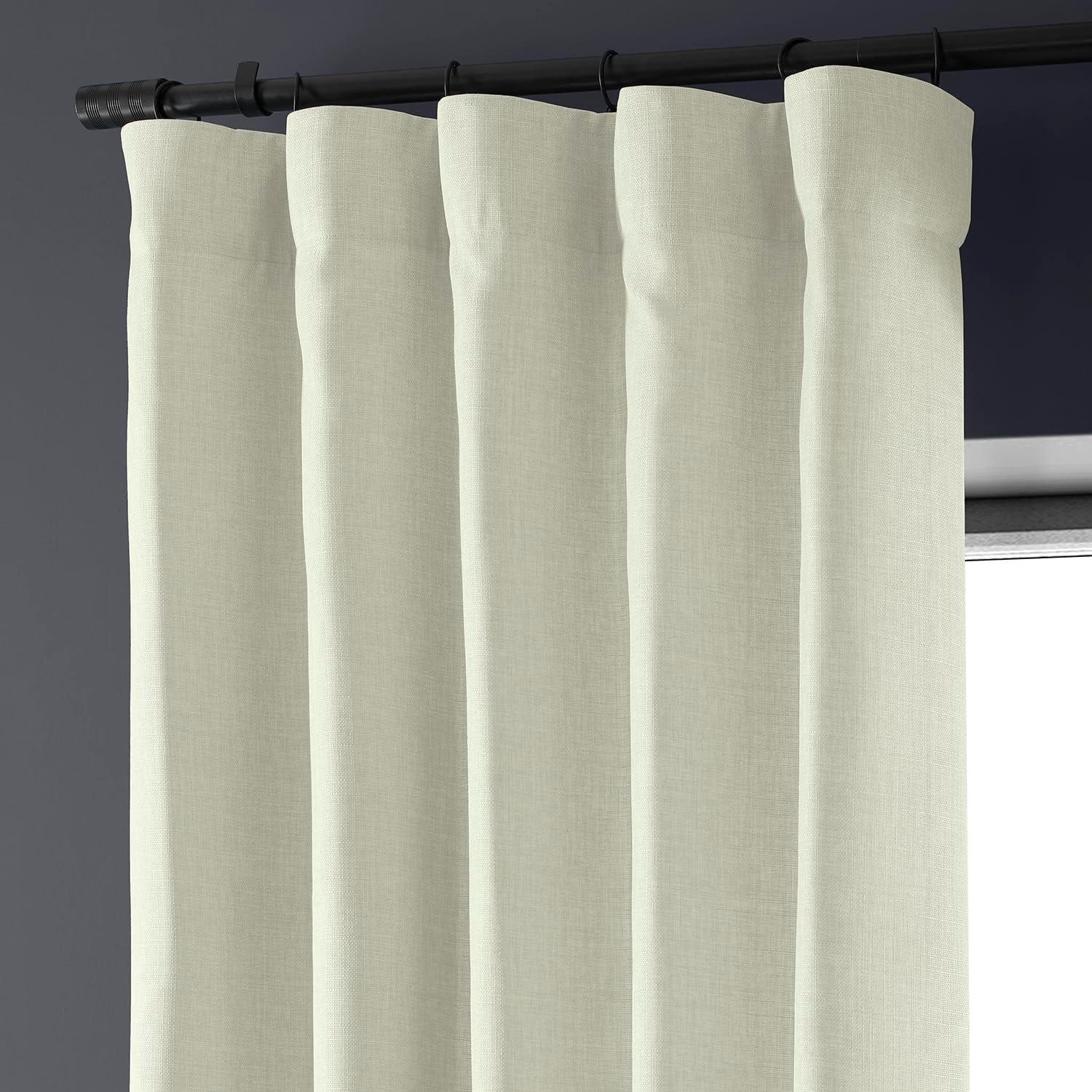 Half Price Drapes Gravity Ivory Italian Faux Linen Room Darkening Curtains (1 Panel), 50W X 108L