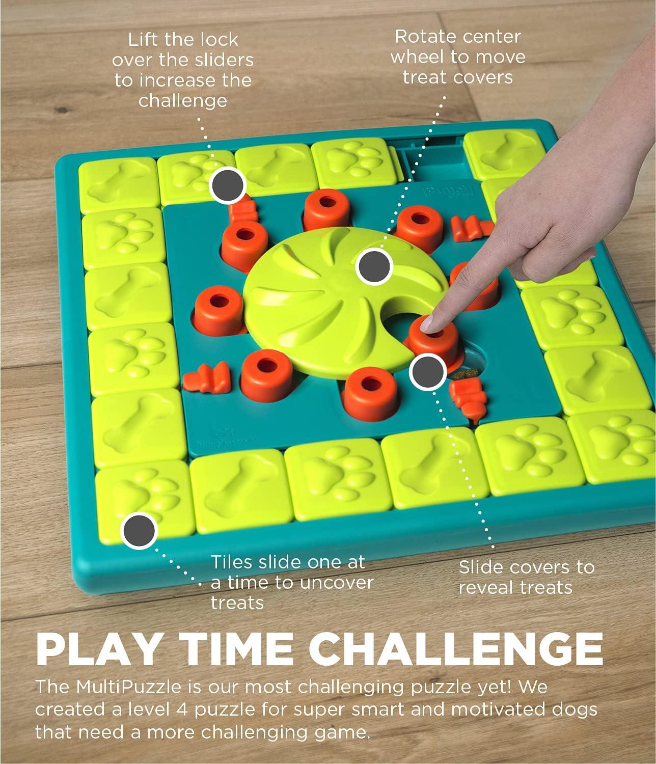 Nina Ottosson by Outward Hound Dog Brick Interactive Treat Puzzle Dog Toy, Blue, One-Size