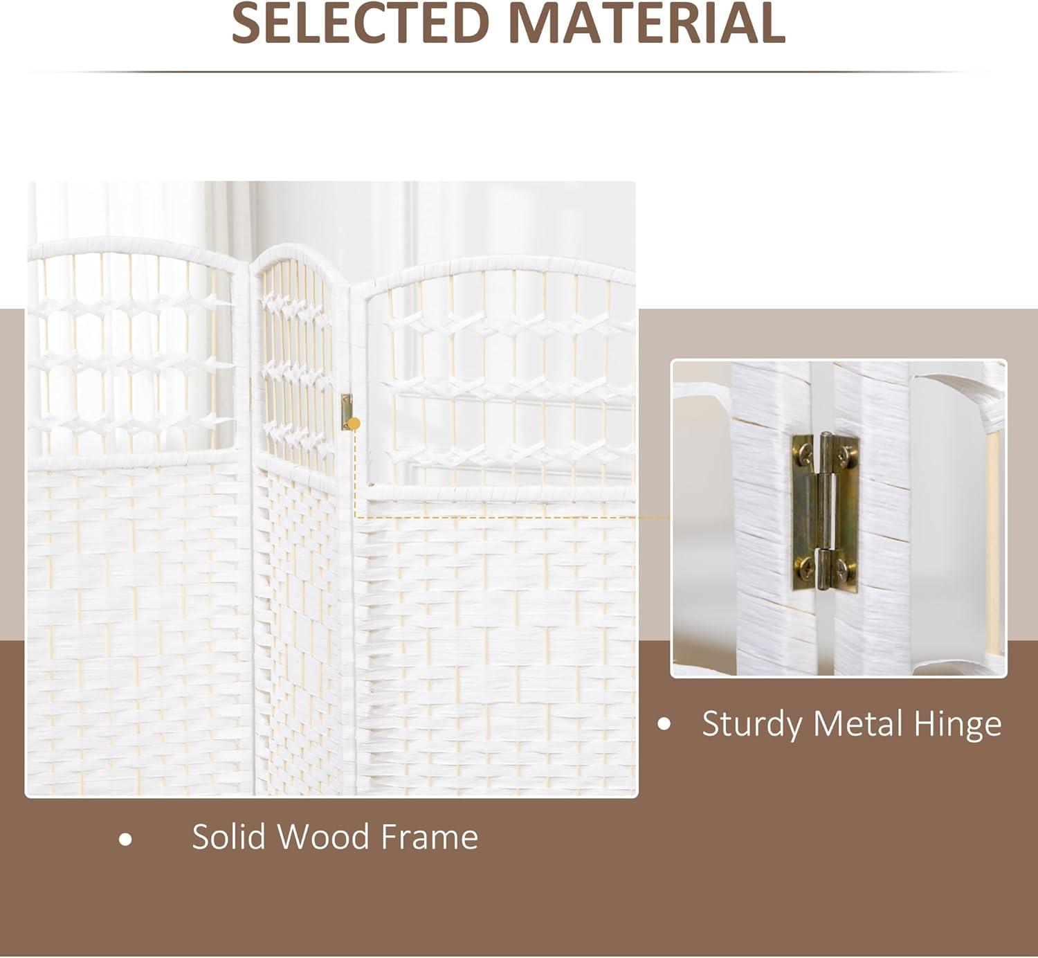 White Wave Fiber Freestanding Partition Wall Divider, 3 Panel Room Separator, Folding Privacy Screen, 5.6'