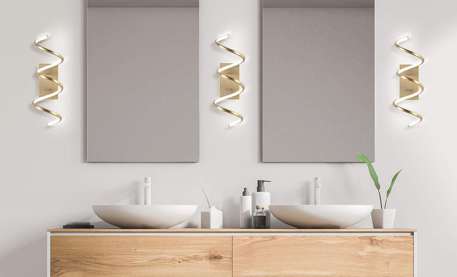 Scribble 7" Modern Metal Integrated LED Vanity Light Sconce, Gold