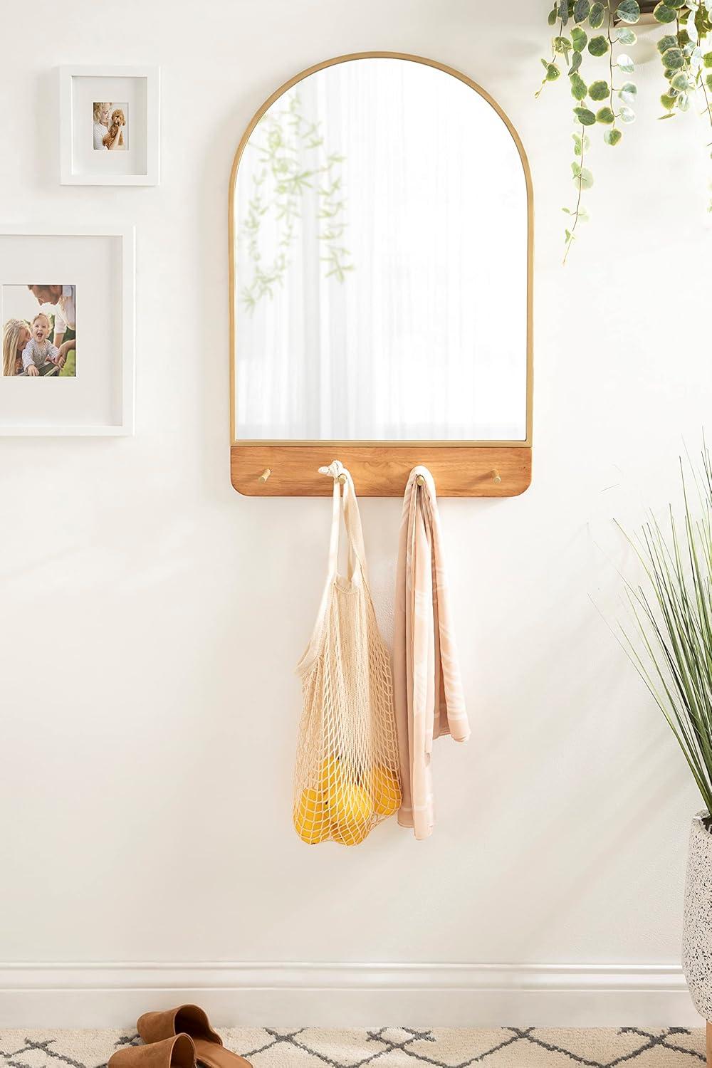 Kate and Laurel Schuyler Arch Wall Mirror with Hooks