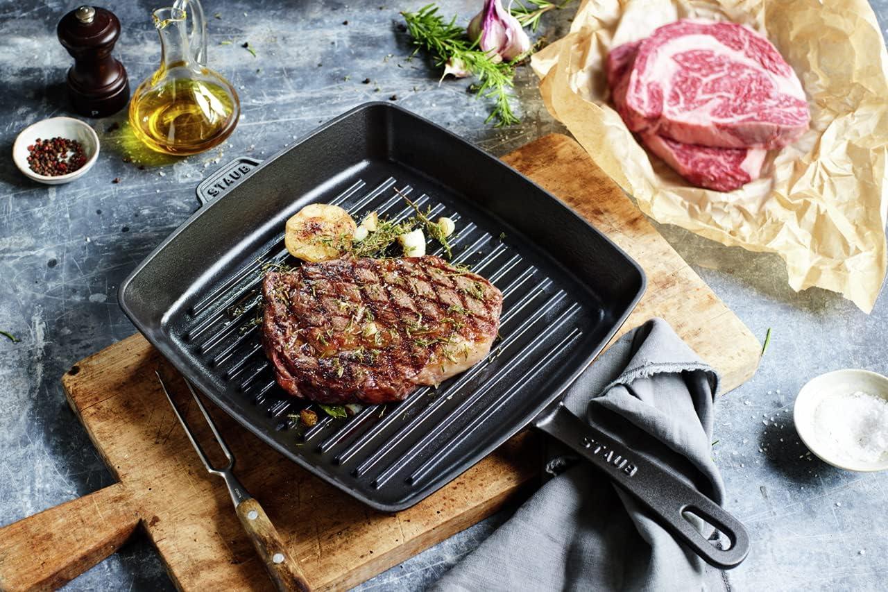 Staub ® 12" Matte Black Enameled Cast Iron Square Grill Pan