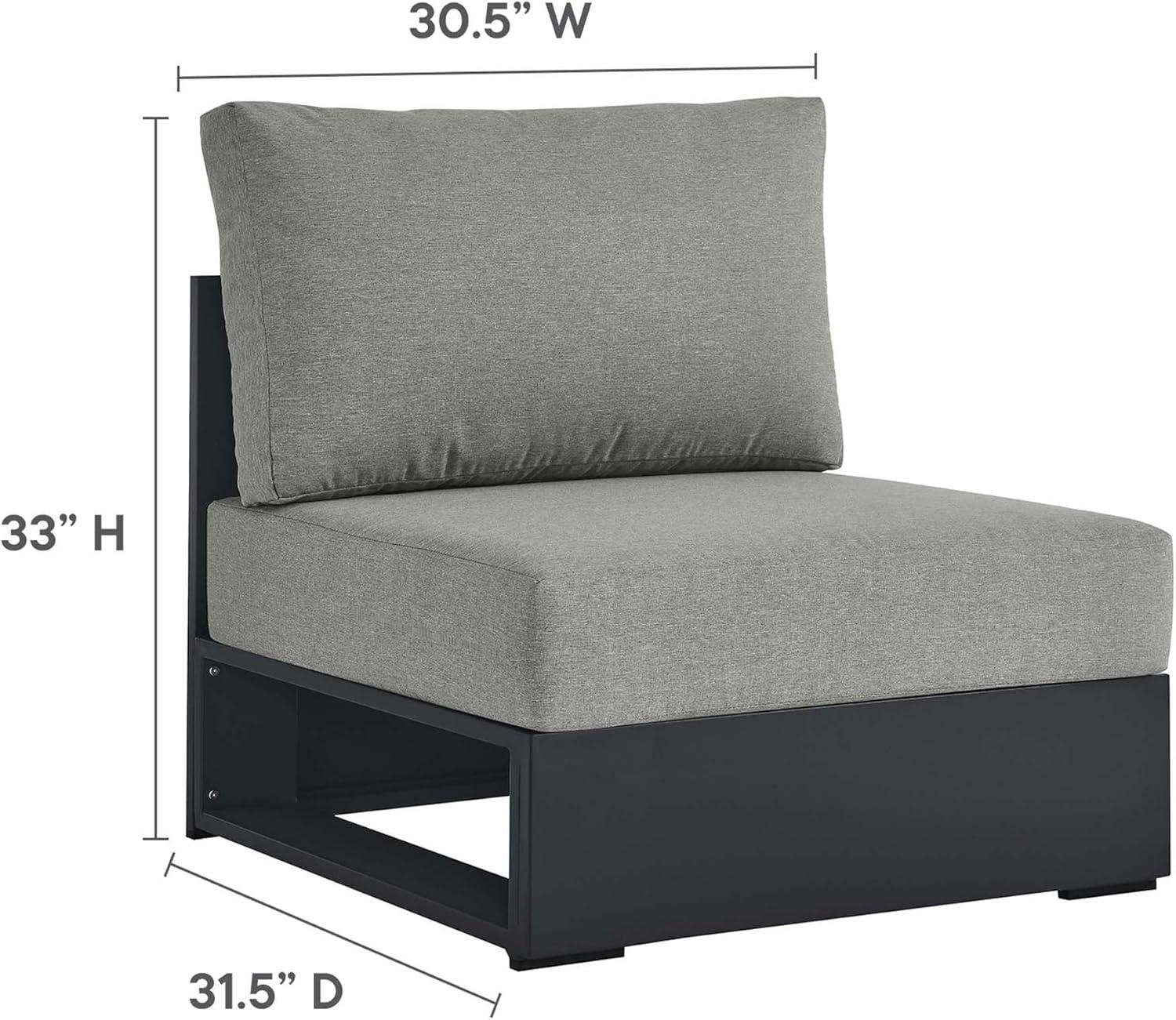 Gray Aluminum Armless Patio Chair with Weather-Resistant Cushions