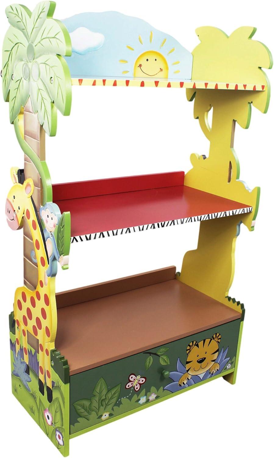 Fantasy Fields by Teamson Kids Sunny Safari  3-Tier Toy Storage Bookshelf & Drawer