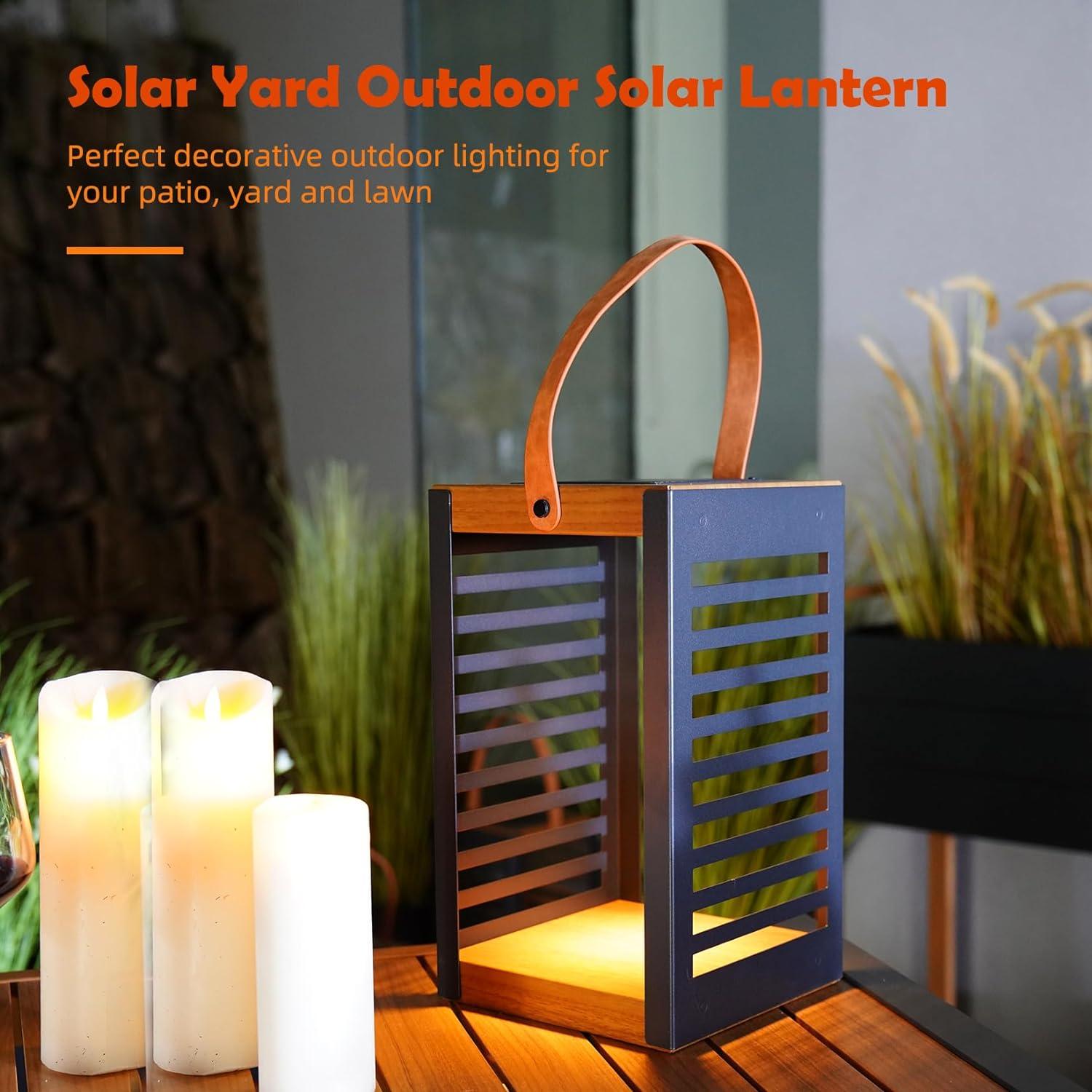 Large Solar Powered Gray Metal Outdoor Floor Lantern