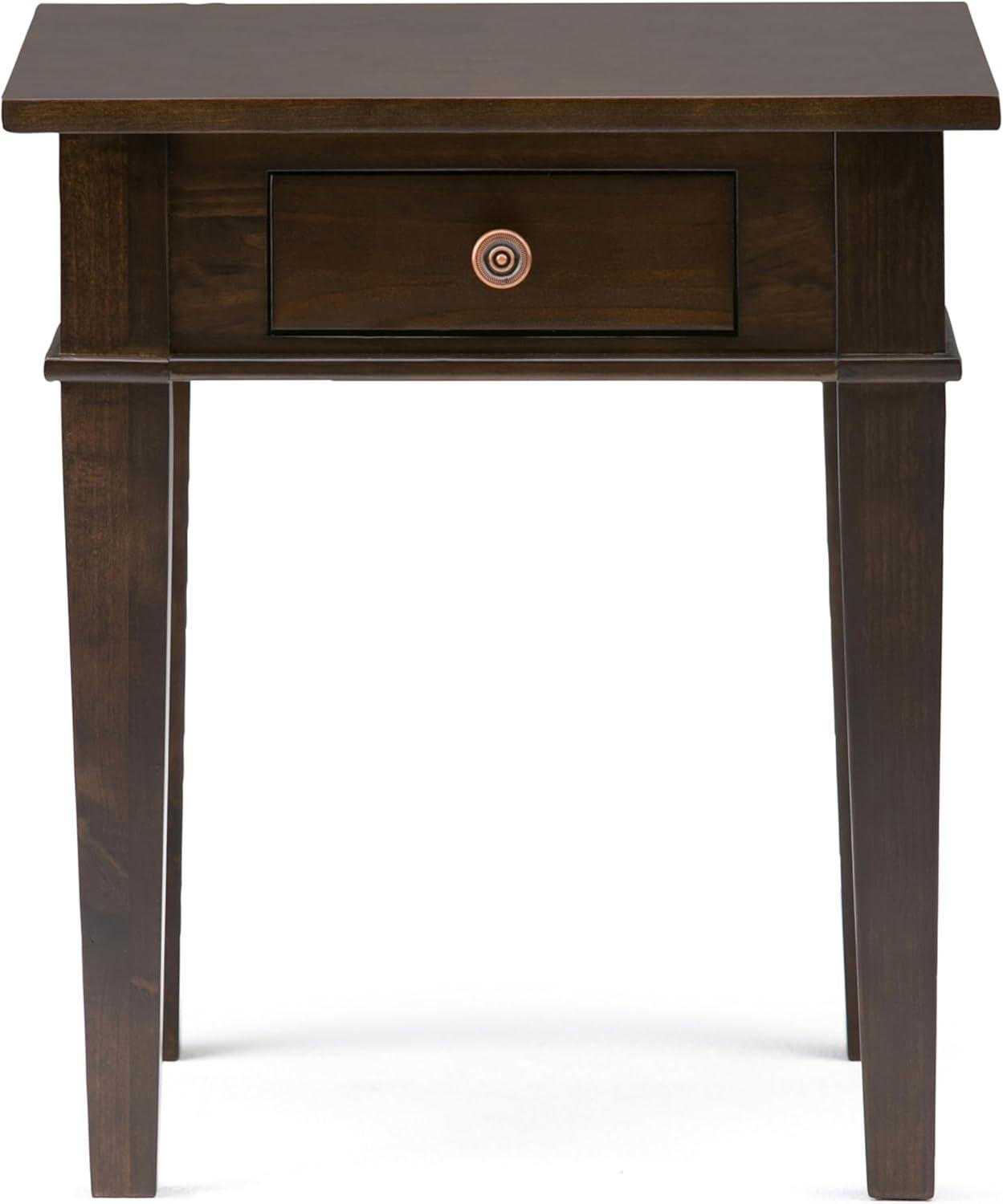 Simpli Home Carlton Wood 18" Square Transitional End Side Table in Brown