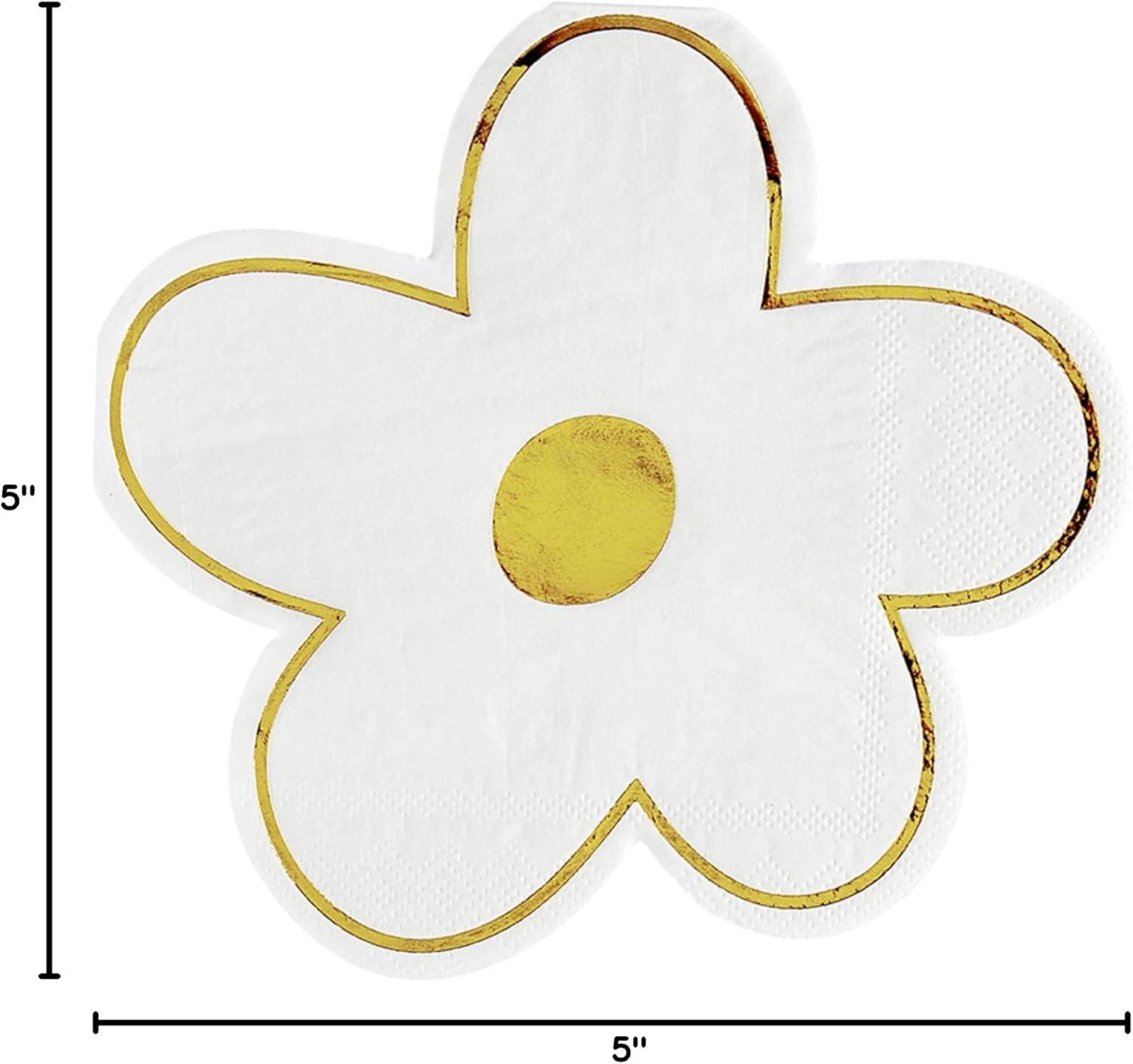 Santa Barbara Design Studio Die-Cut Paper Beverage Napkins Flower Shaped Cocktail Napkin Pack of 20, 5" x 5", White