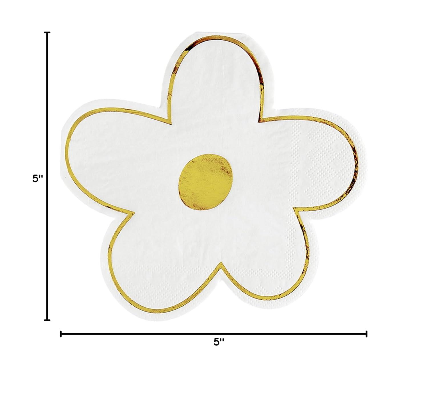 Santa Barbara Design Studio Die-Cut Paper Beverage Napkins Flower Shaped Cocktail Napkin Pack of 20, 5" x 5", White