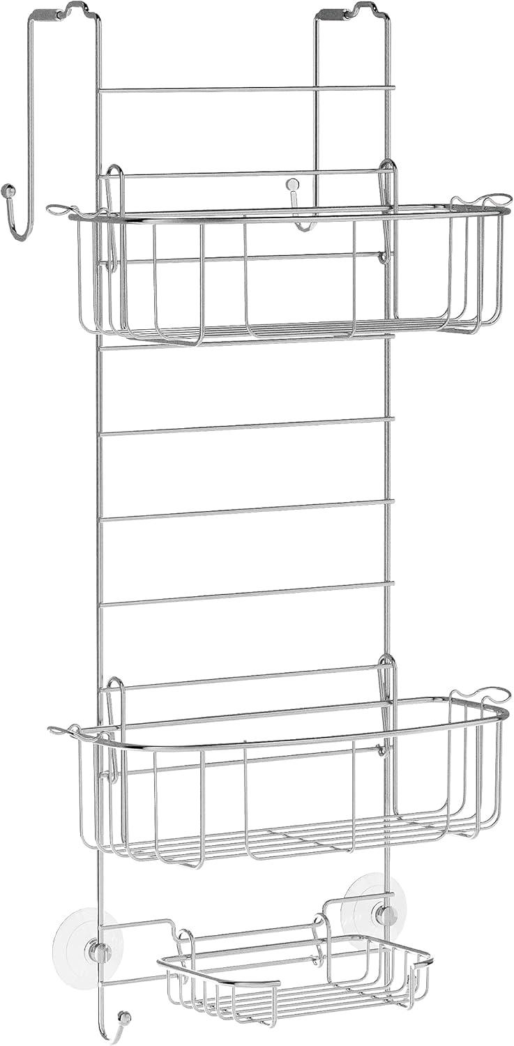 Zenna Home Silver Over-the-Door Metal Shower Caddy