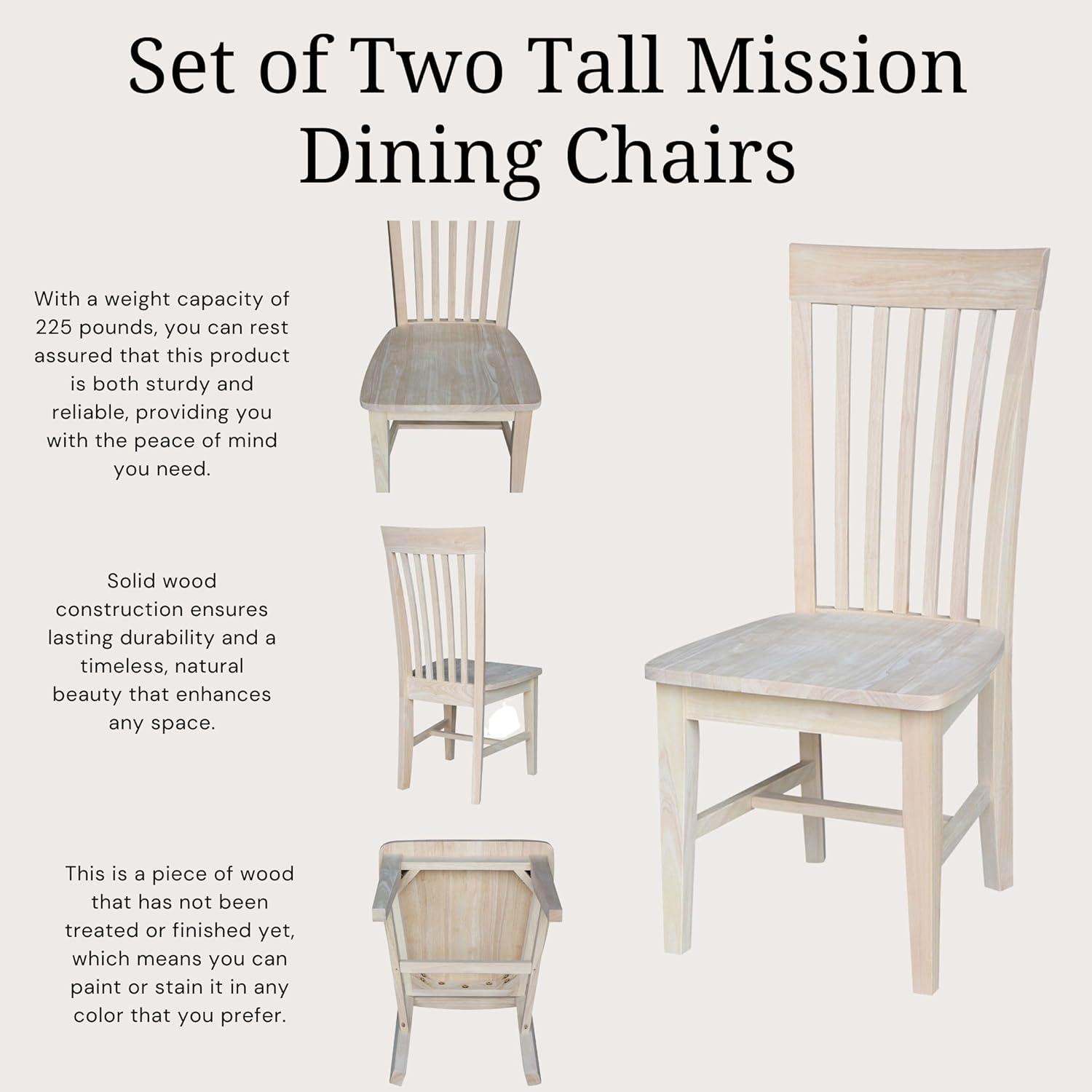 Set of 2 Tall Mission Chairs - International Concepts