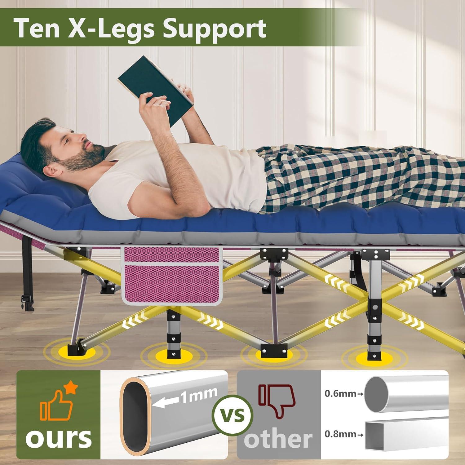 Suteck Folding Camping Cot Portable Outdoor Heavy Duty Sleeping Cot with Mattress and Carry Bag