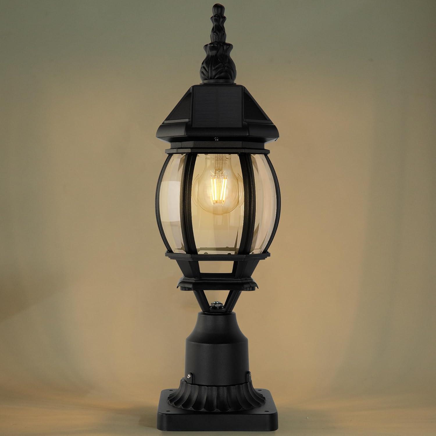 Black Aluminum Solar LED Dusk to Dawn Outdoor Lamp Post