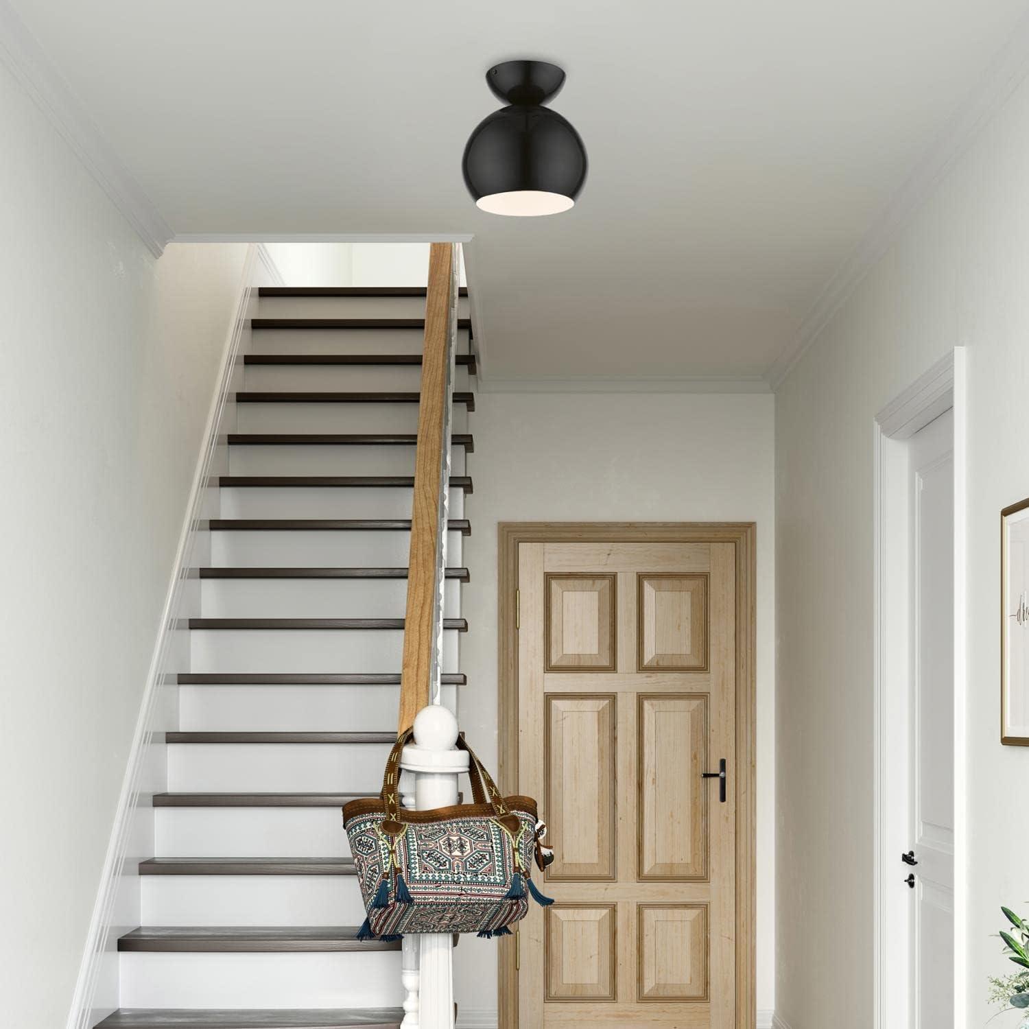 Livex Lighting Stockton 1 - Light Semi-Flush Mount in  Shiny Black