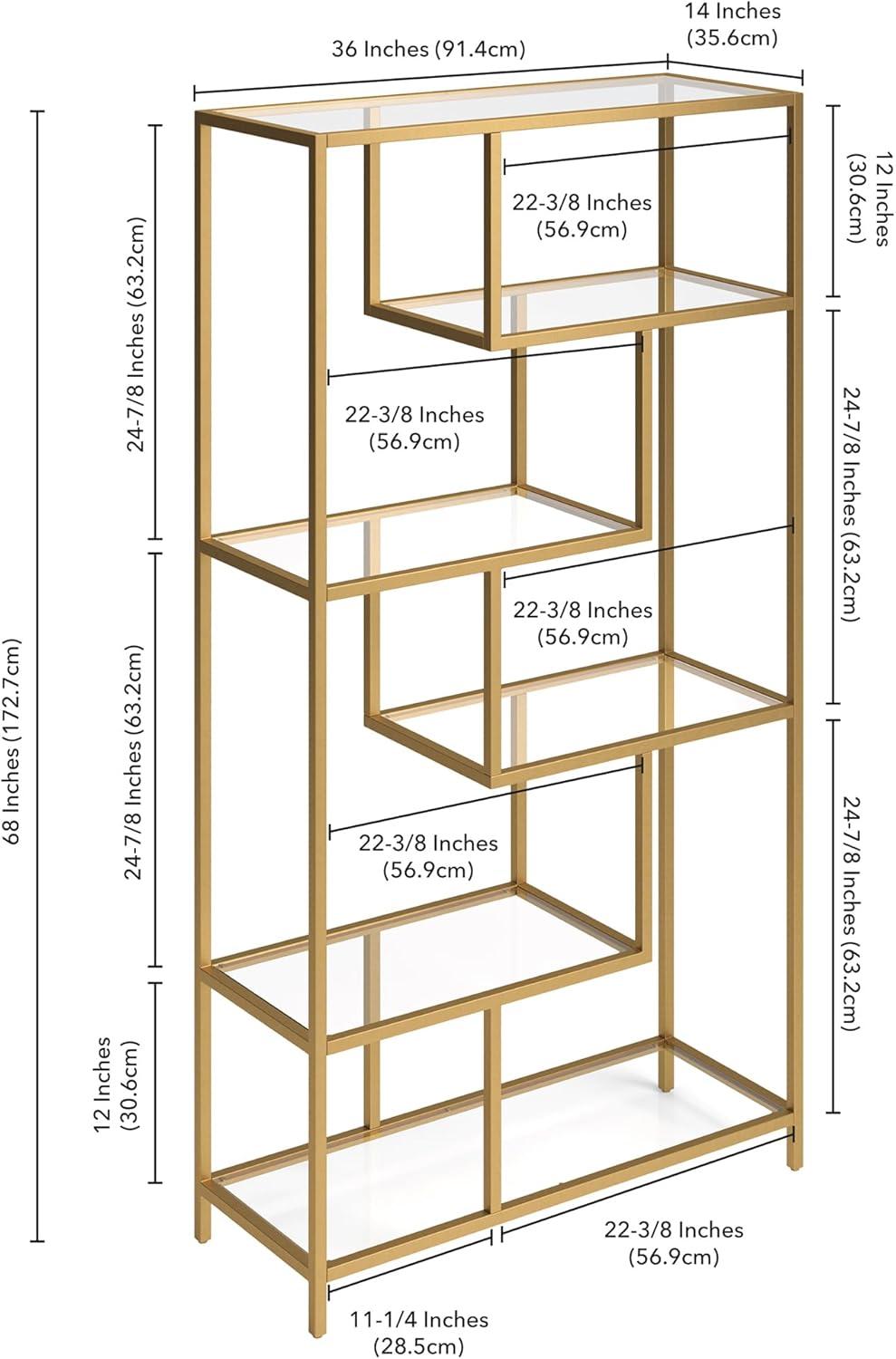 Evelyn&Zoe Isla 68" Tall Rectangular Bookcase, Gold