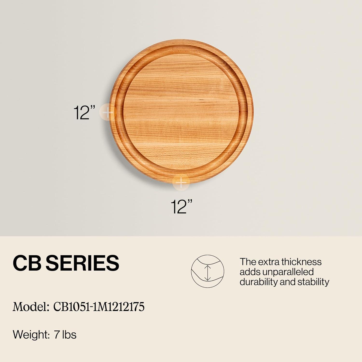 John Boos Chef's Collection Round Maple Cutting Board with Groove