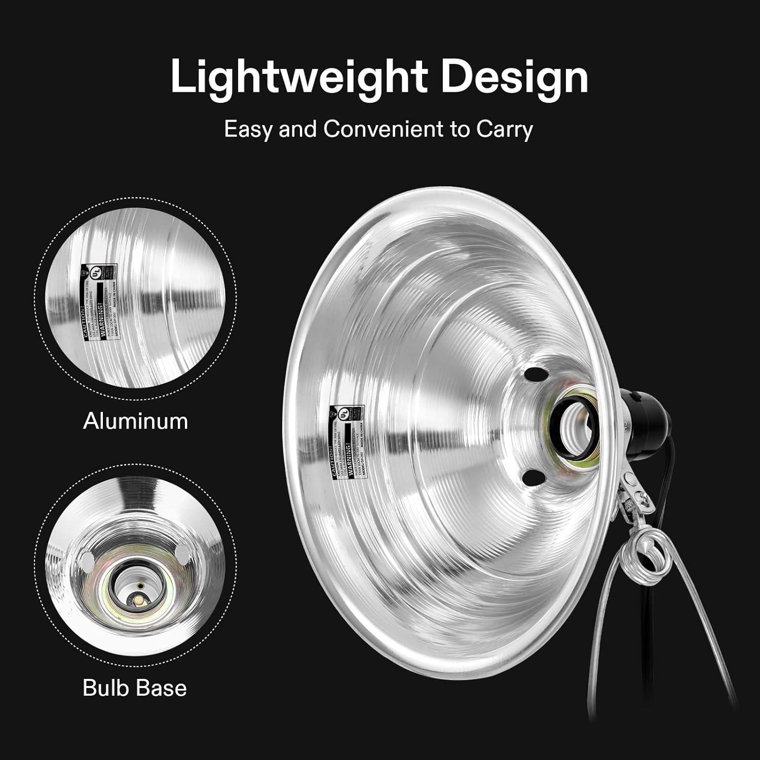 8.5 Inch Aluminum Clamp Lamp with Reflector, 2 Pack