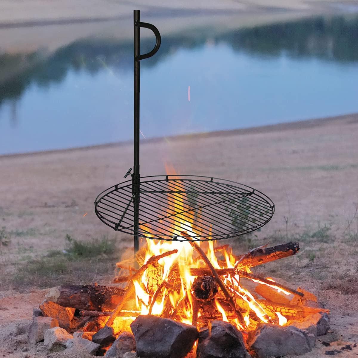 Blue Sky Outdoor Living 24" Portable Swing Away Outdoor Bonfire Steel Grill, Black