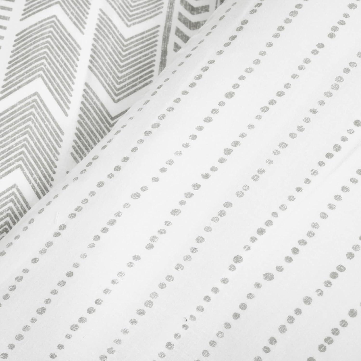 3pc King Hygge Geo Duvet & Sham Set Gray/White - Lush Décor: Cotton, Reversible, Inner Ties, 460 Thread Count