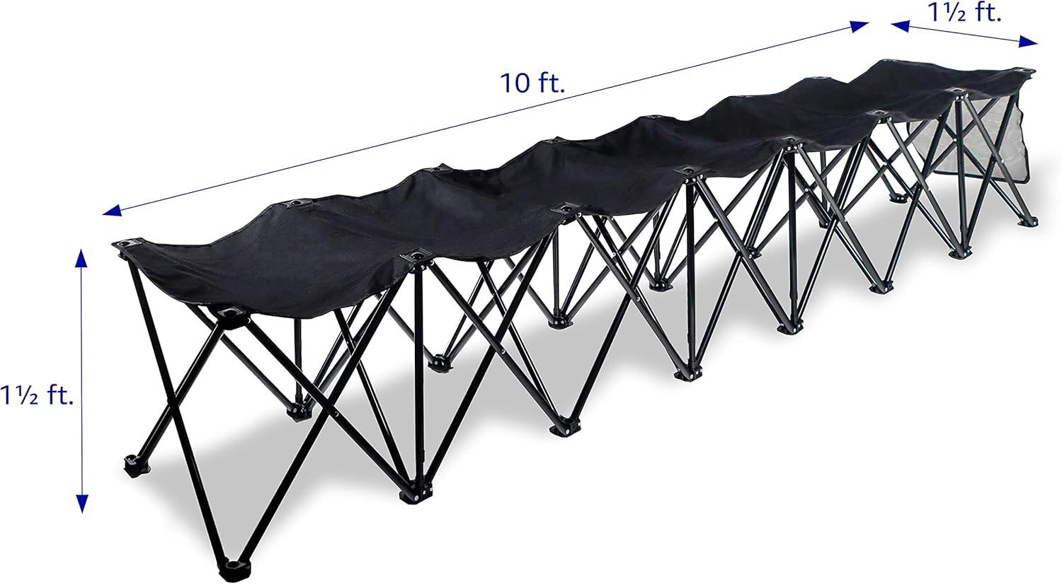 Trademark Innovations Portable 7-Seater Team Sports Sideline Bench (Black)