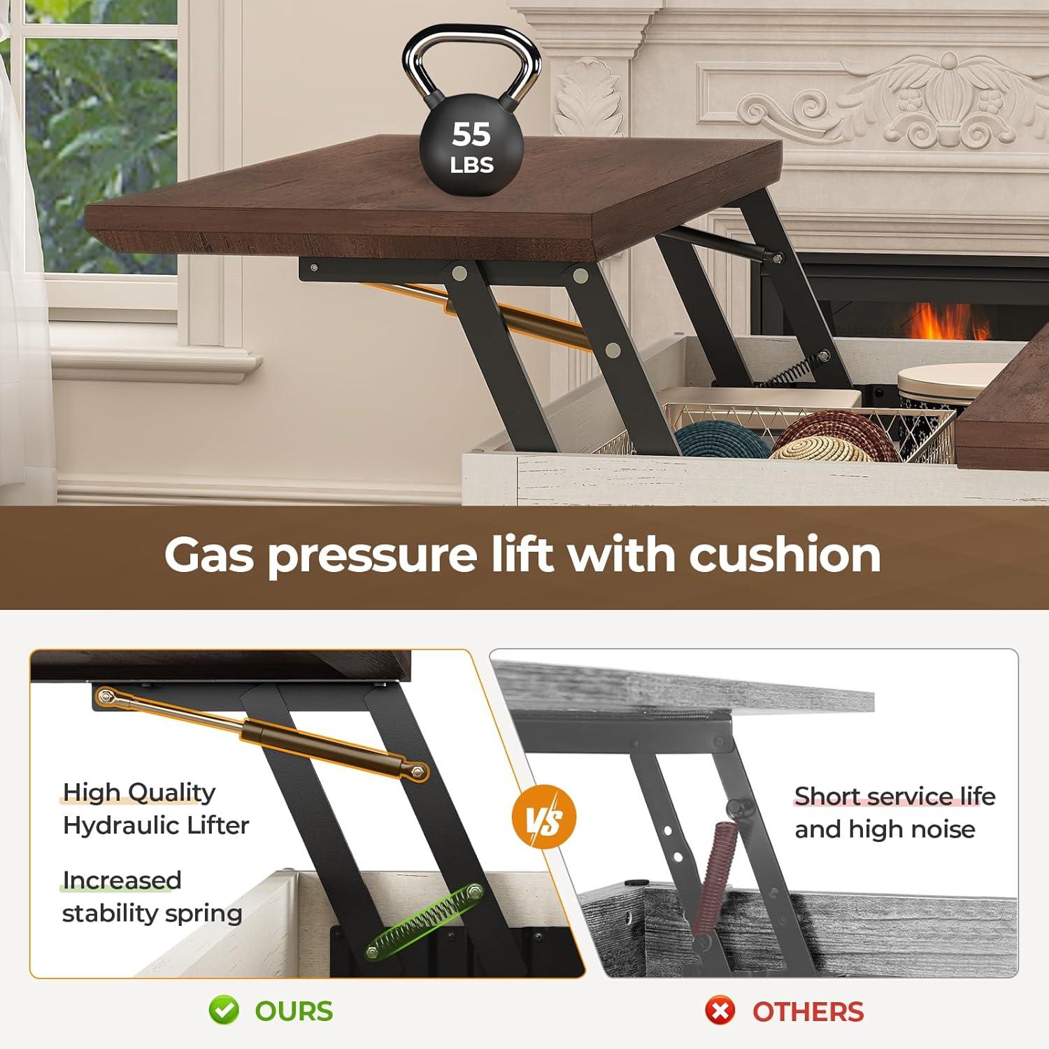 Jode Lift Top Coffee Table for Living Room with 4 Sliding Barn Doors