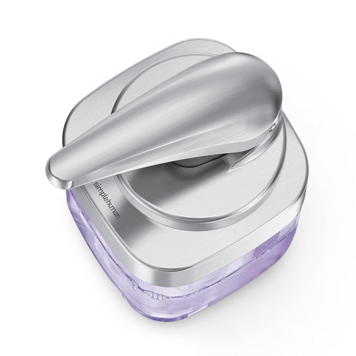 simplehuman 15oz Square Push Pump - Manual Bathroom Soap Dispenser - Brushed Nickel: Gel Compatible, Hand Washable, Nickel-Plated