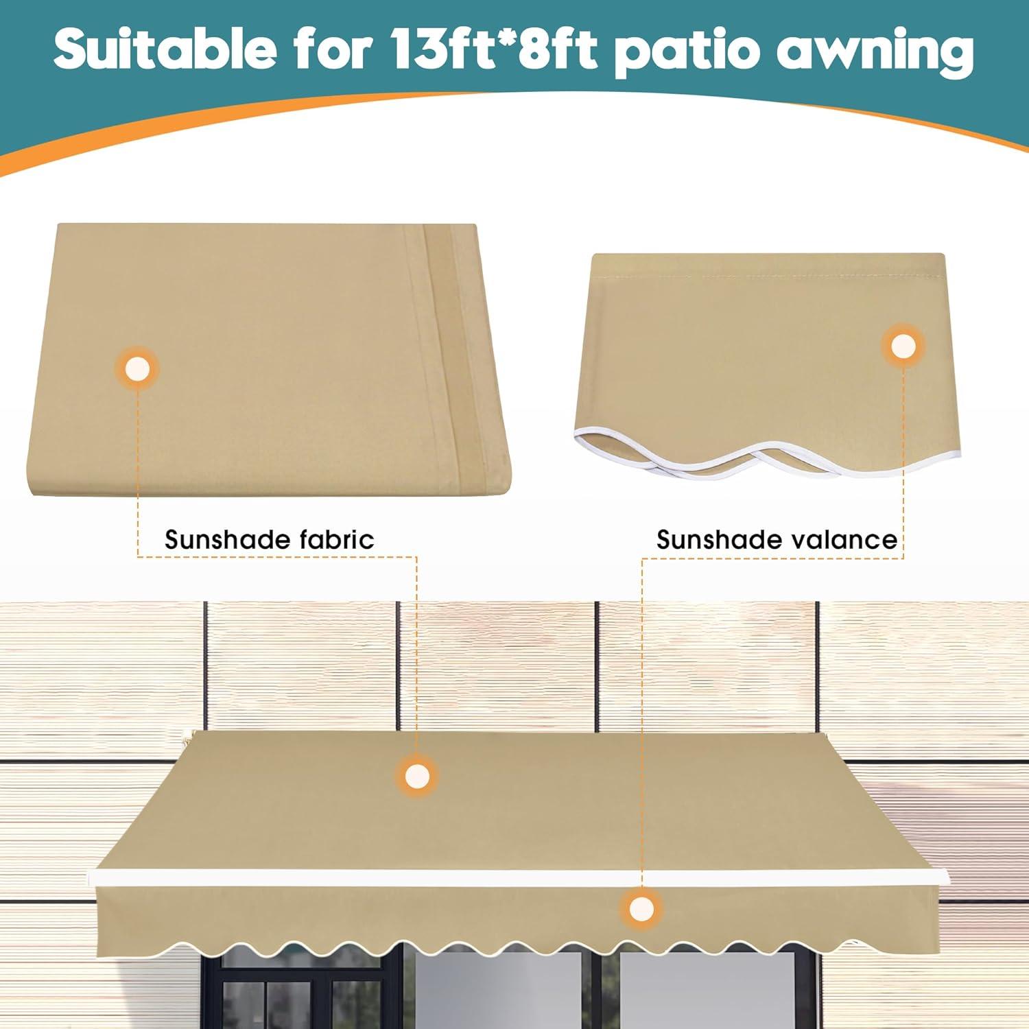 Patio Awning Fabric Replacement Sunshade Canopy for Retractable Awnings