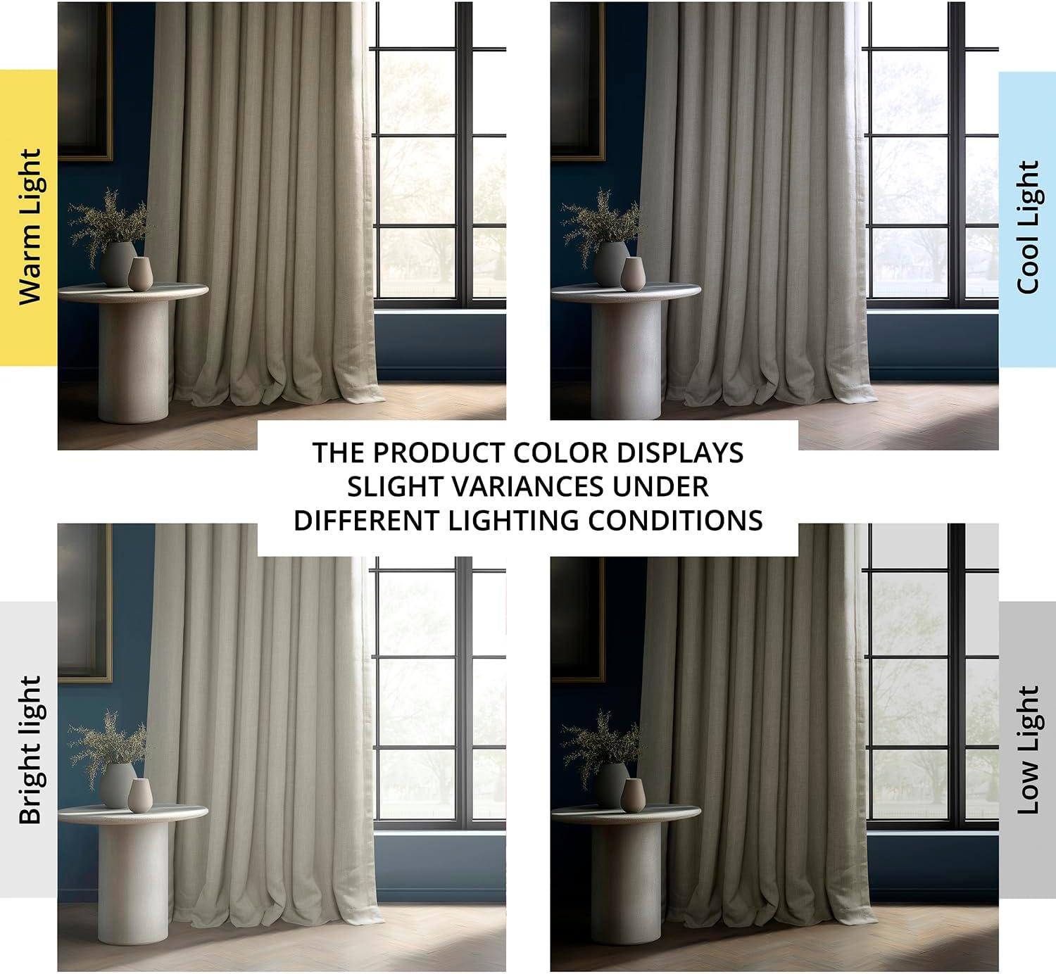 Oatmeal Faux Linen Extra Wide Room Darkening Curtain (1 Panel), Oatmeal, 100W X 108L