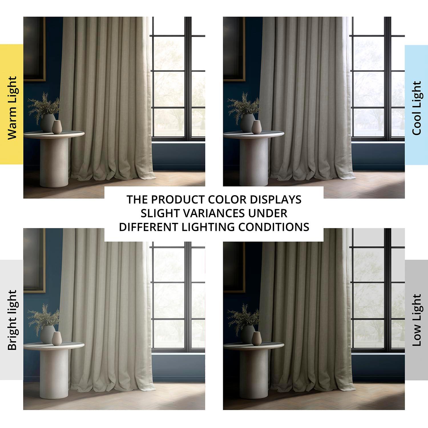 Oatmeal Faux Linen Extra Wide Room Darkening Curtain (1 Panel), Oatmeal, 100W X 108L