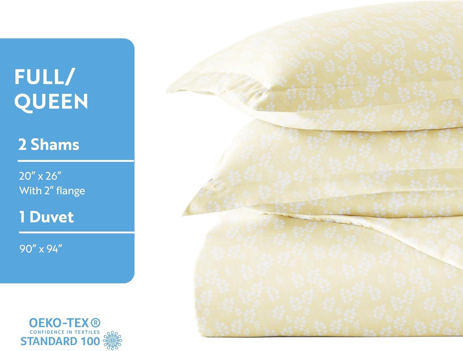 Ultra Soft & Breathable - Duvet Cover Set - Ivory Wheatfield Floral for Queen Size Bedding by Comfort Canopy