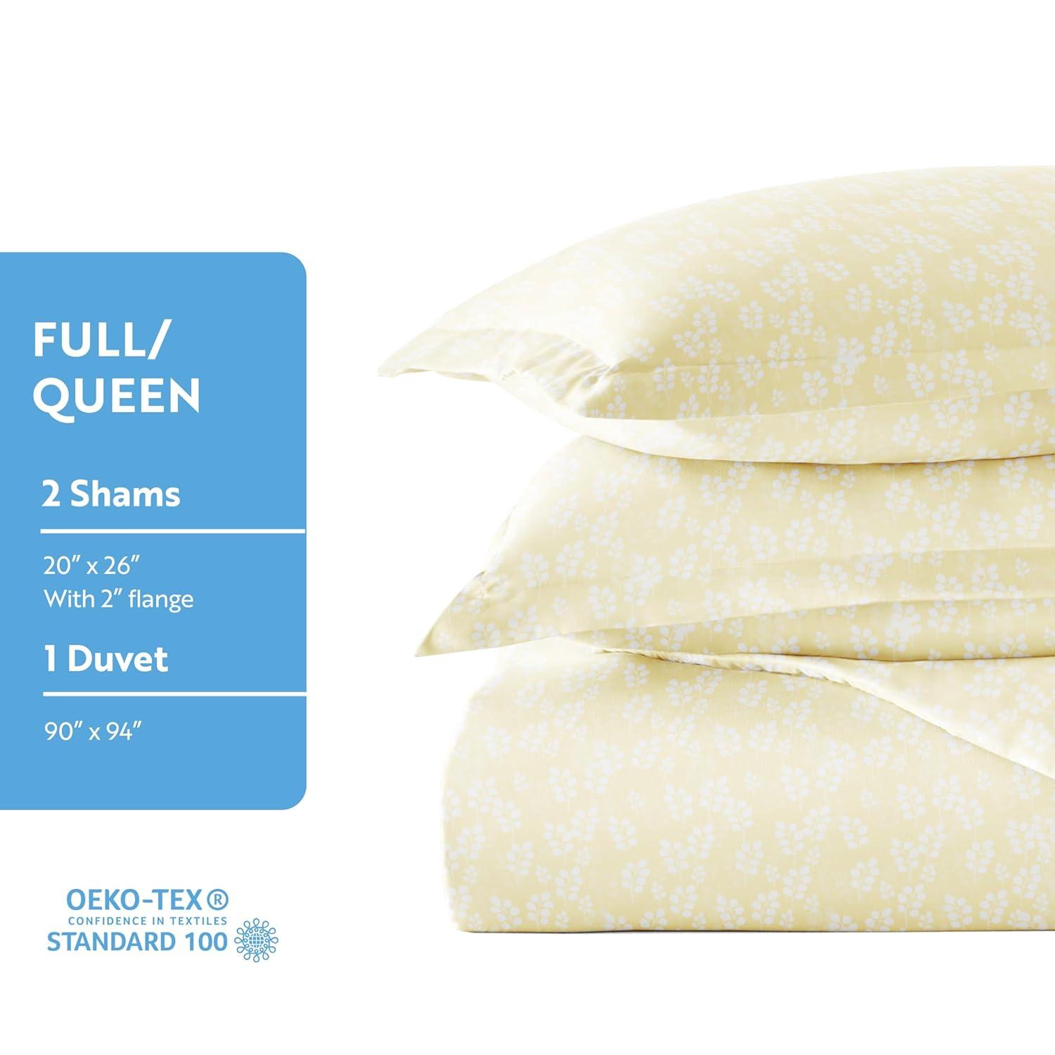 Ultra Soft & Breathable - Duvet Cover Set - Ivory Wheatfield Floral for Queen Size Bedding by Comfort Canopy