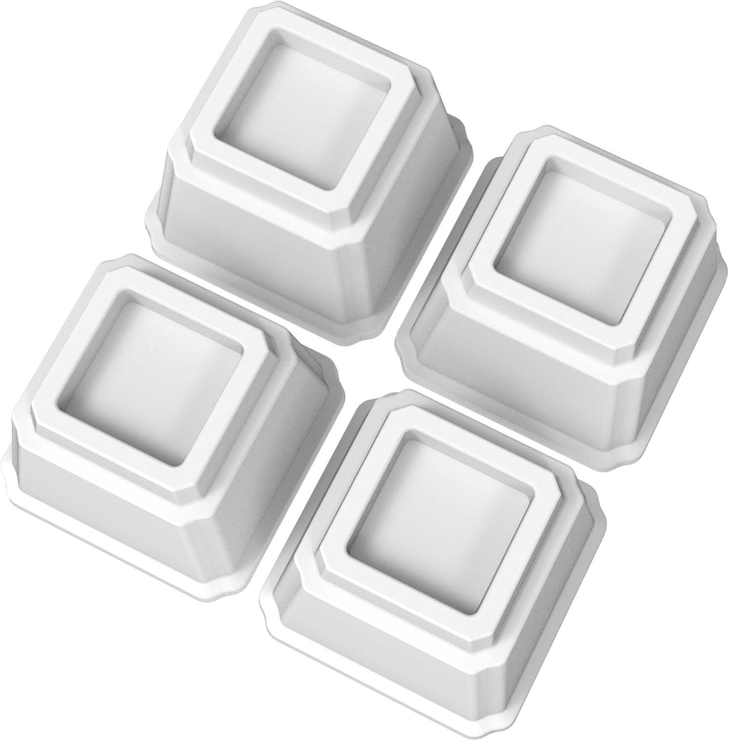 Whitmor Under Bed Storage & Furniture Risers - White - Set of 4 - Dimensions: 6.375 L x 6.375 W x 6.0 H inches