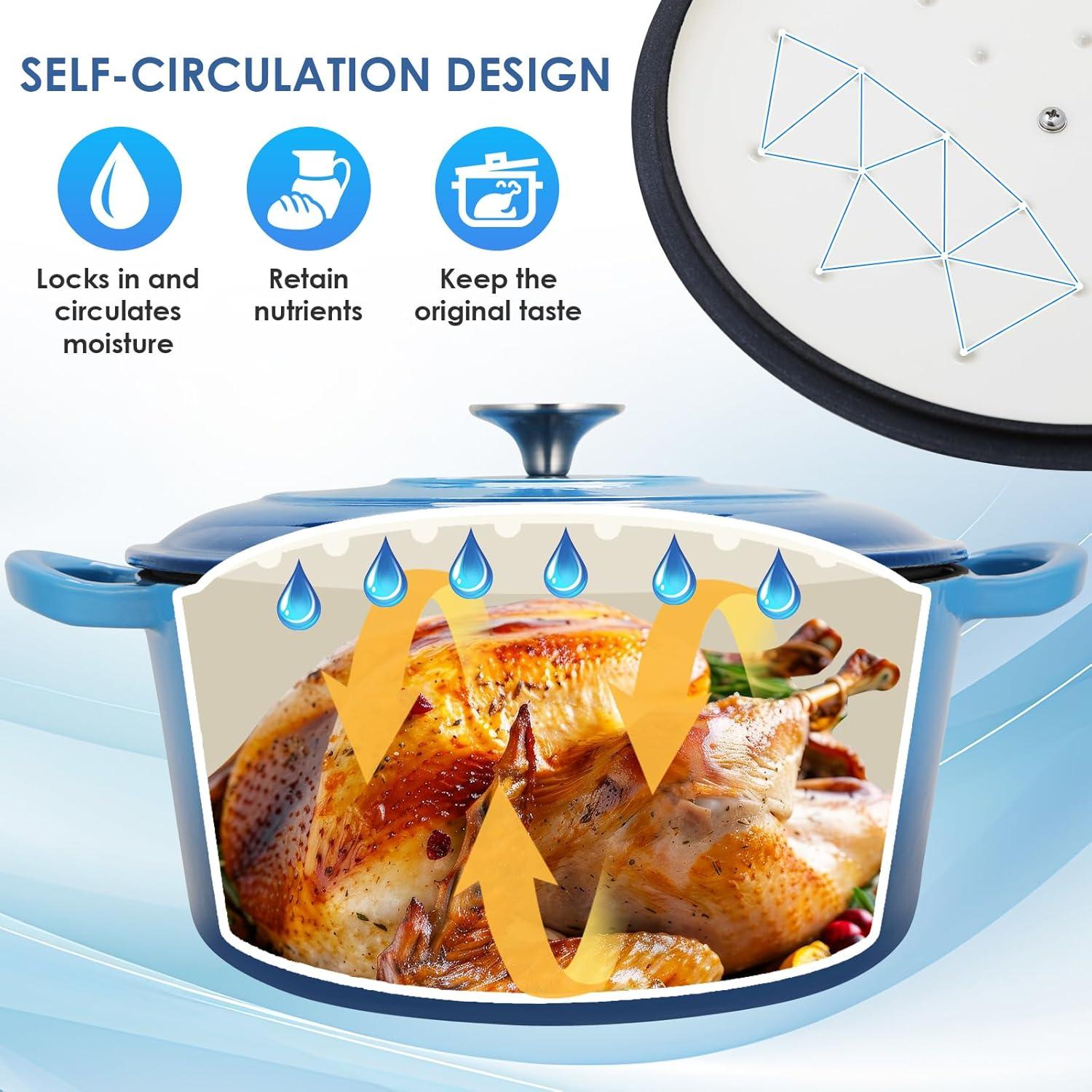 SPECIALTY FLOORING INC Dutch Oven,Enameled Cast Iron Dutch Oven Cooking Pot With Lid & Dual Handles, For Bread Baking Braising Stewing, Heavy Duty & Non Stick, Oven & All Stovetops Safe