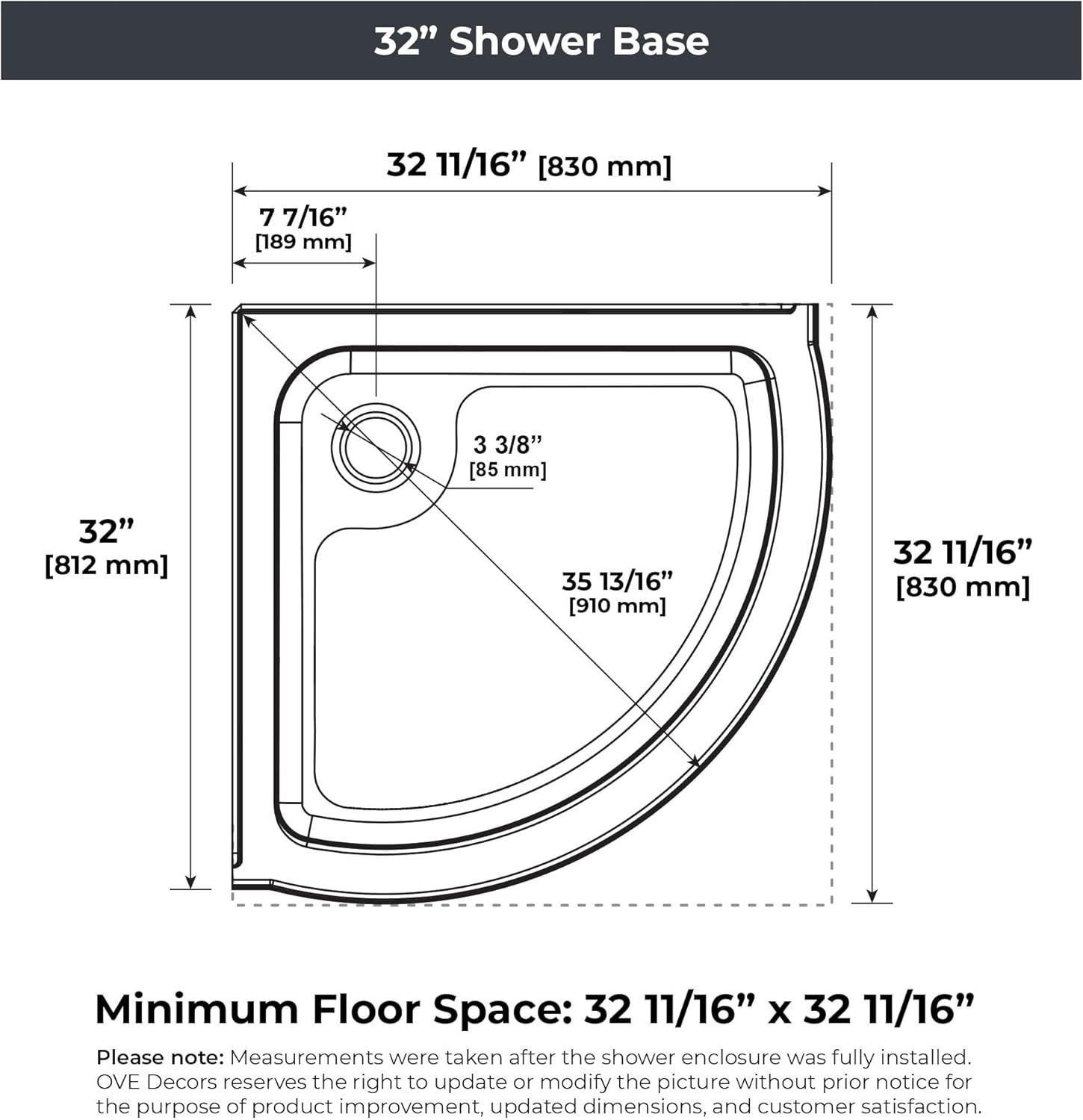 Ove Decors OVE Decors Breeze Premium 33 in. Round Shower Kit w/ Frosted, Base in Chrome Finish BREEZE 32 FROSTED GLASS KIT