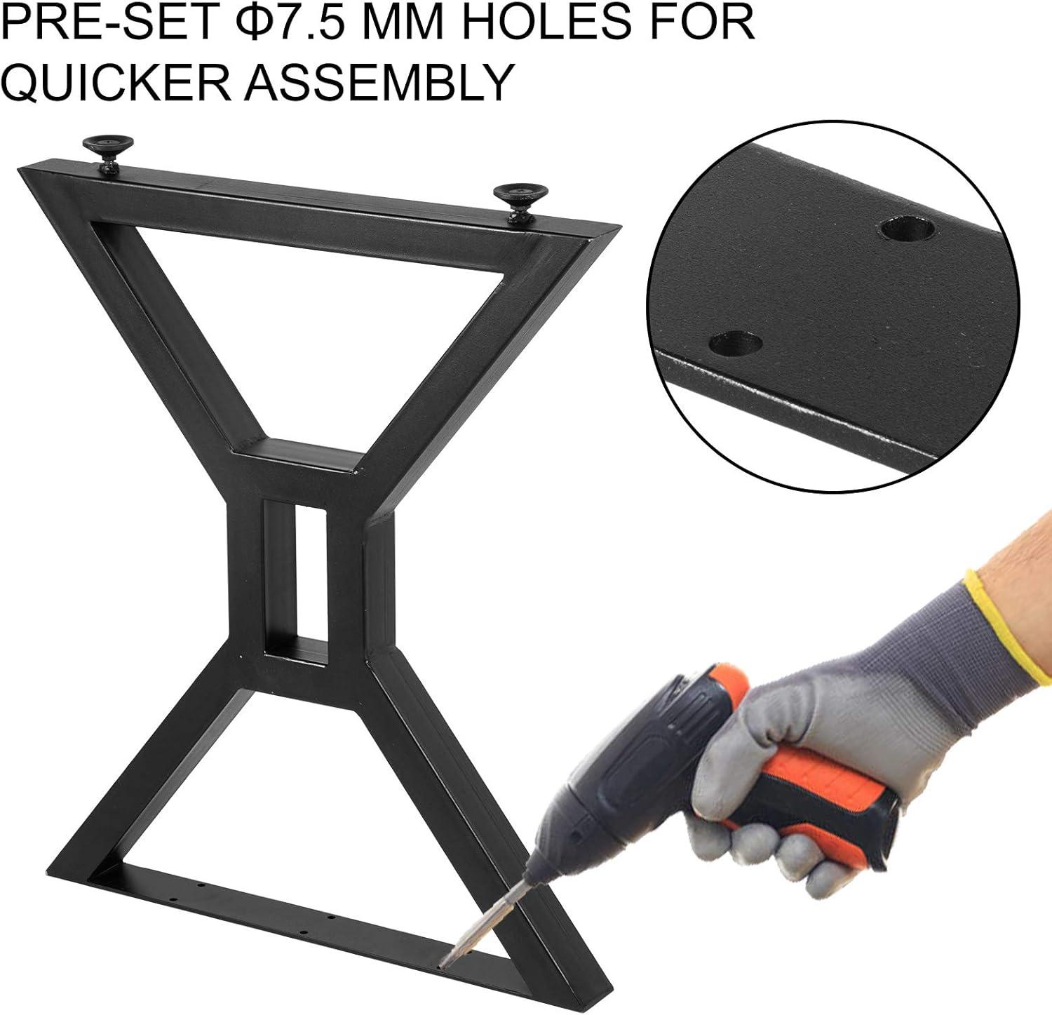 VEVOR Dining Table Legs 28 inch, Metal Table Legs 2PCS, Hollow X-Shaped Legs 440 Lbs Load Capacity DIY Coffee Table Legs Black Anti-Rust Iron Office Table Legs with Baking Varnish for Dining Table