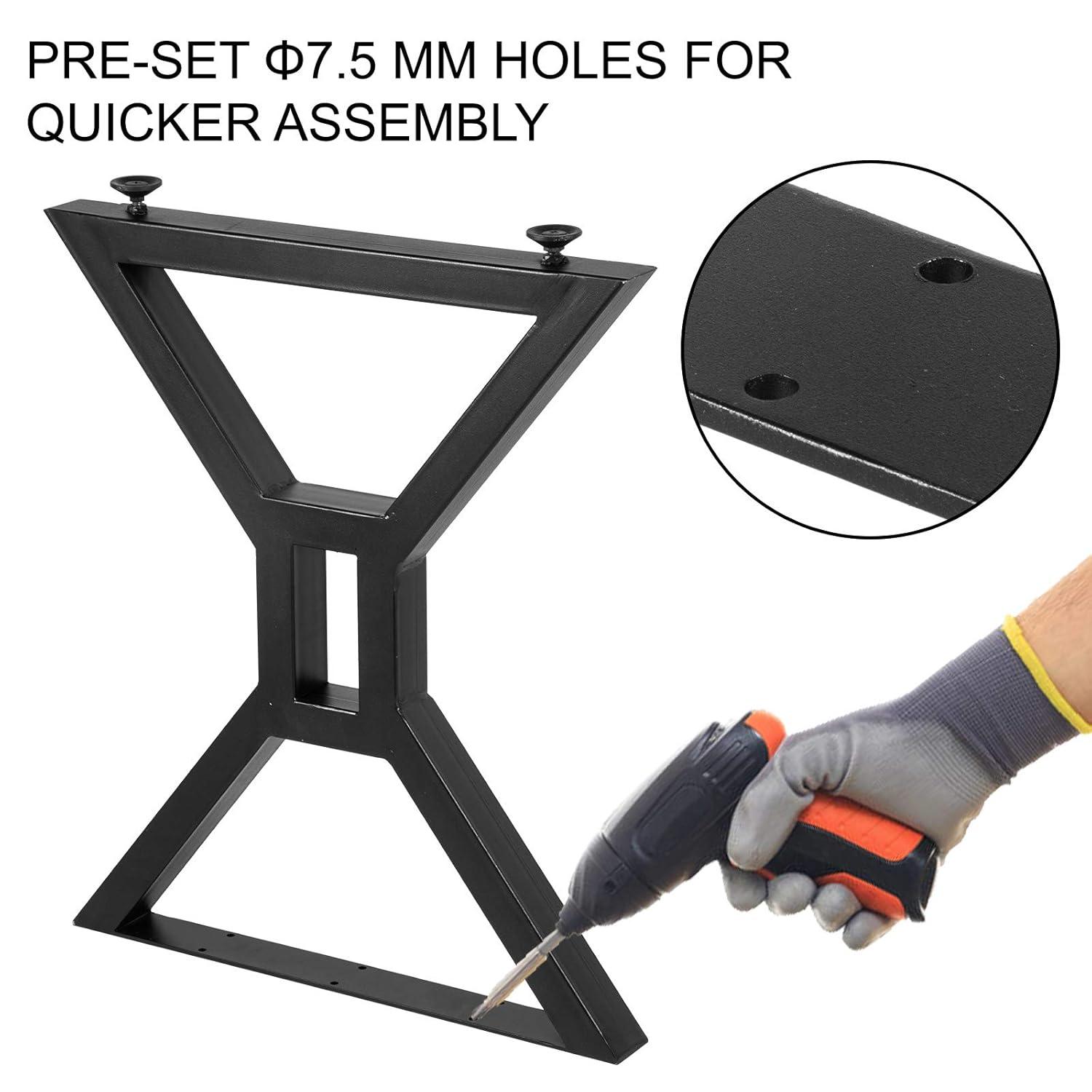 VEVOR Dining Table Legs 28 inch, Metal Table Legs 2PCS, Hollow X-Shaped Legs 440 Lbs Load Capacity DIY Coffee Table Legs Black Anti-Rust Iron Office Table Legs with Baking Varnish for Dining Table