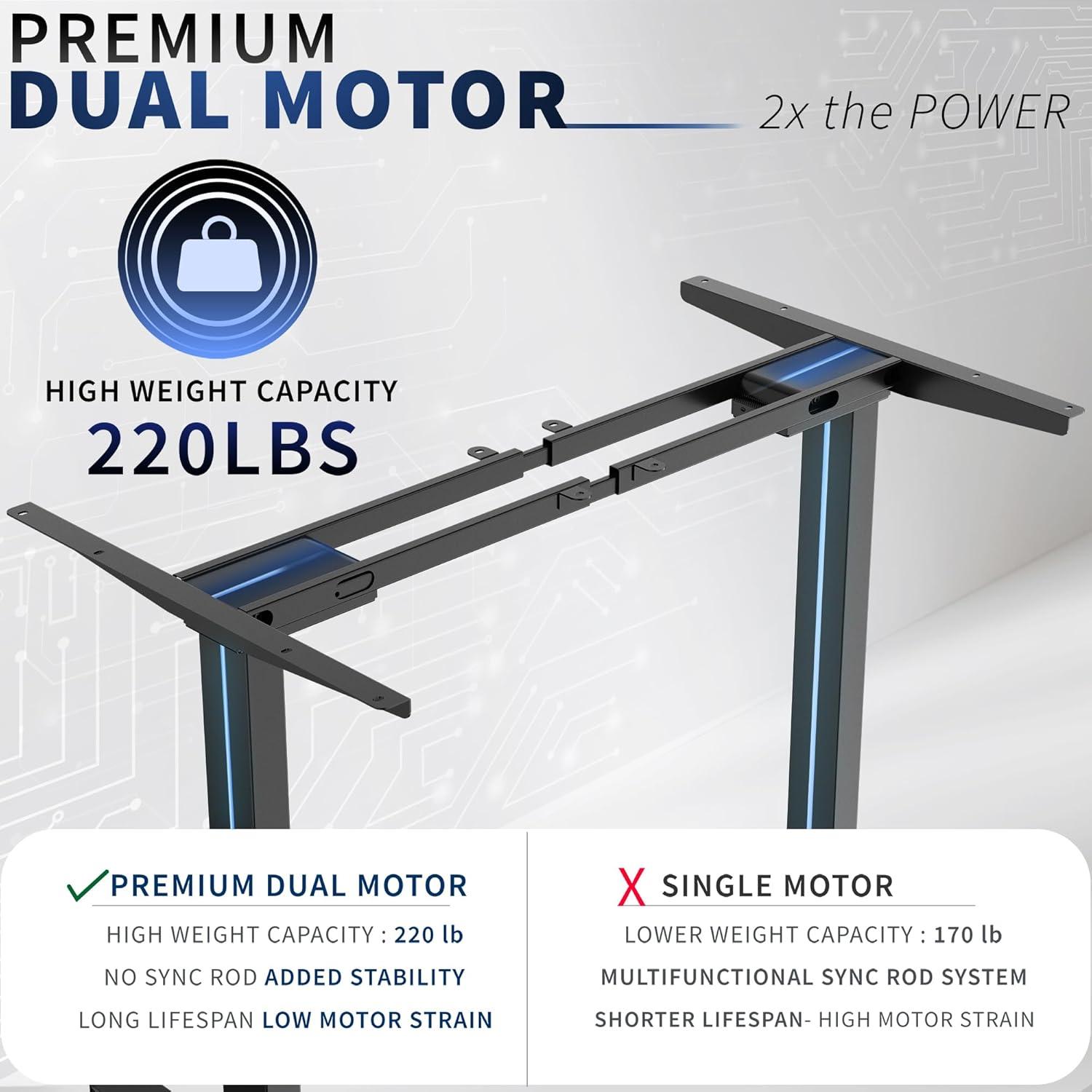 Vivo VIVO Electric Dual Motor Standing Desk Frame, E-200 Series
