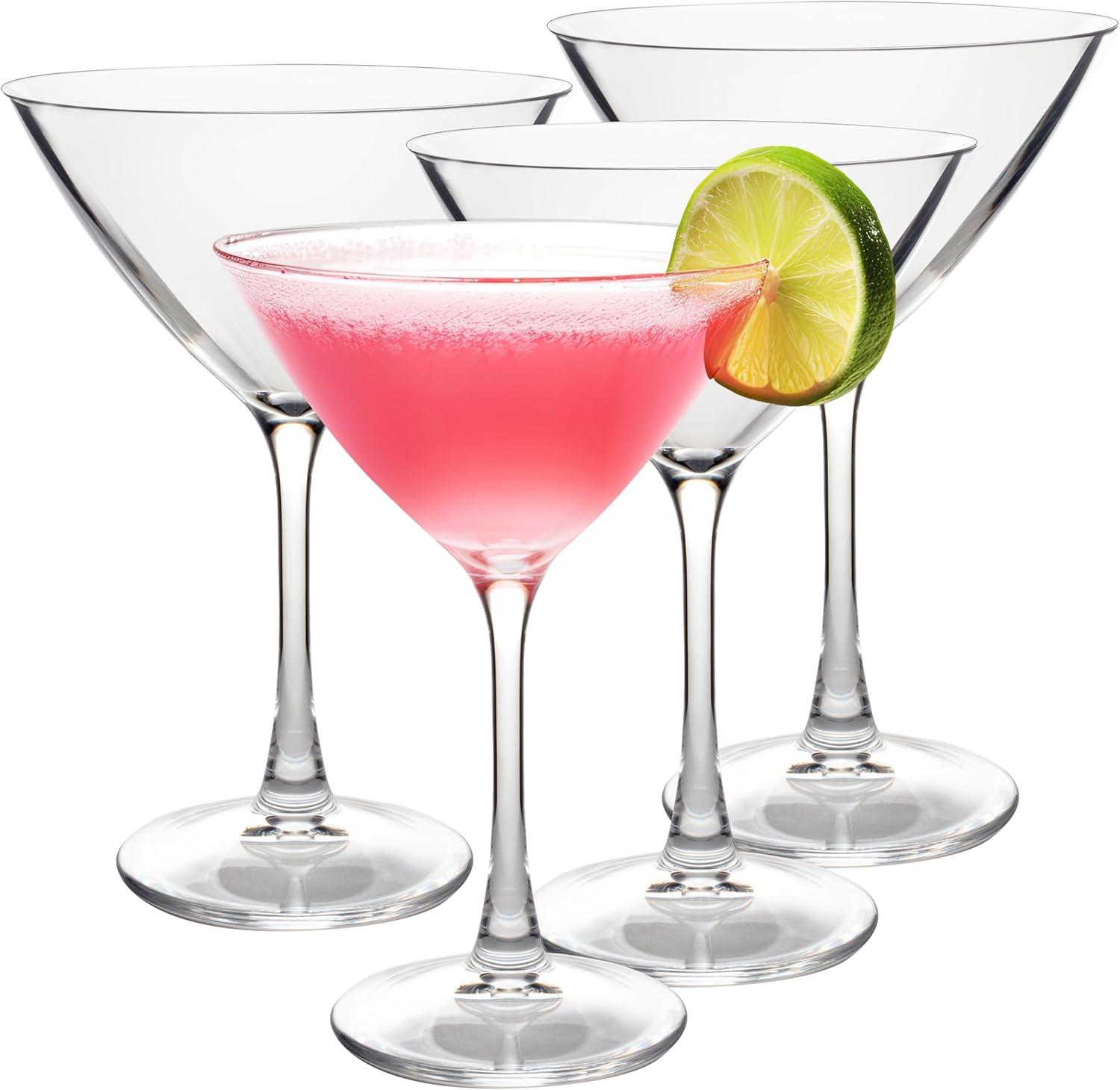 D'Eco Unbreakable Martini Glasses (4pk, 9 oz Tritan Glassware) Reusable Glasses- Great for Galentine's Day - Valentine's Day Gift Idea