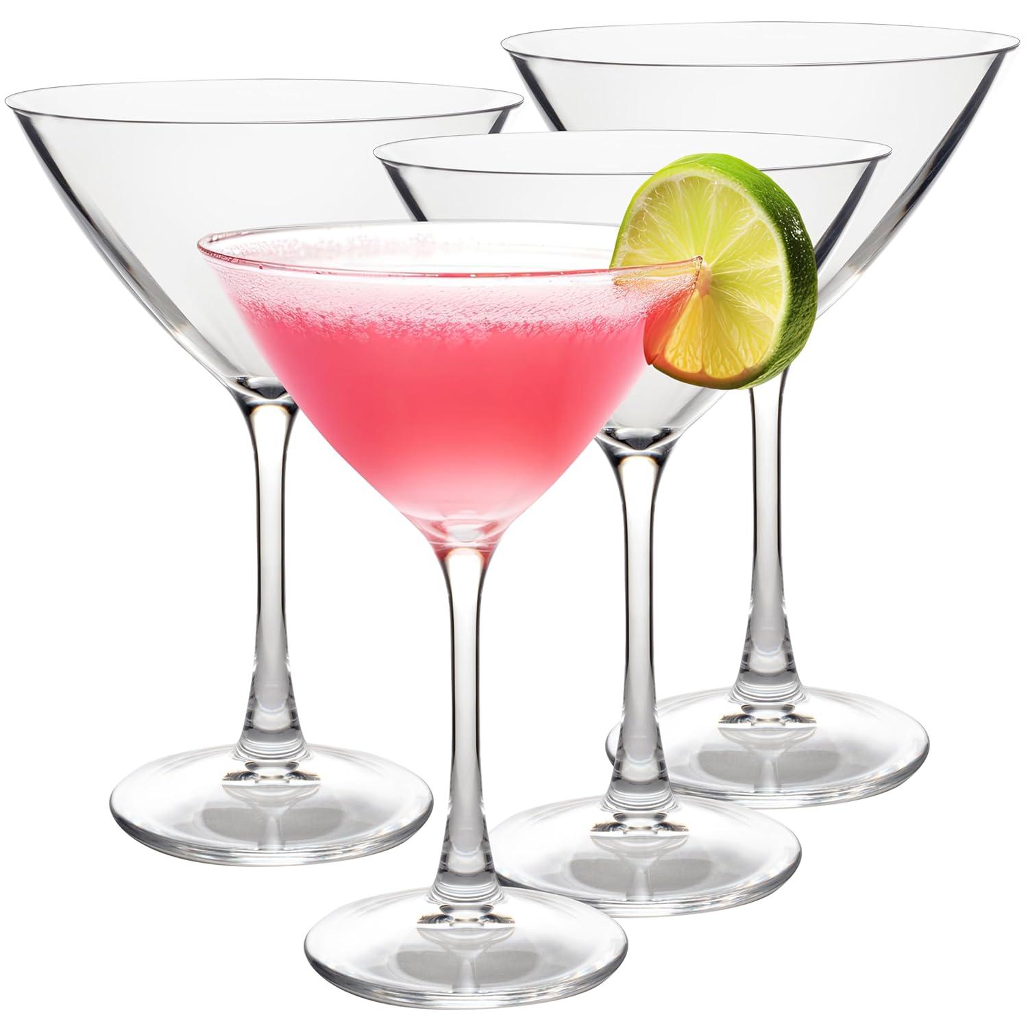 D'Eco Unbreakable Martini Glasses (4pk, 9 oz Tritan Glassware) Reusable Glasses- Great for Galentine's Day - Valentine's Day Gift Idea
