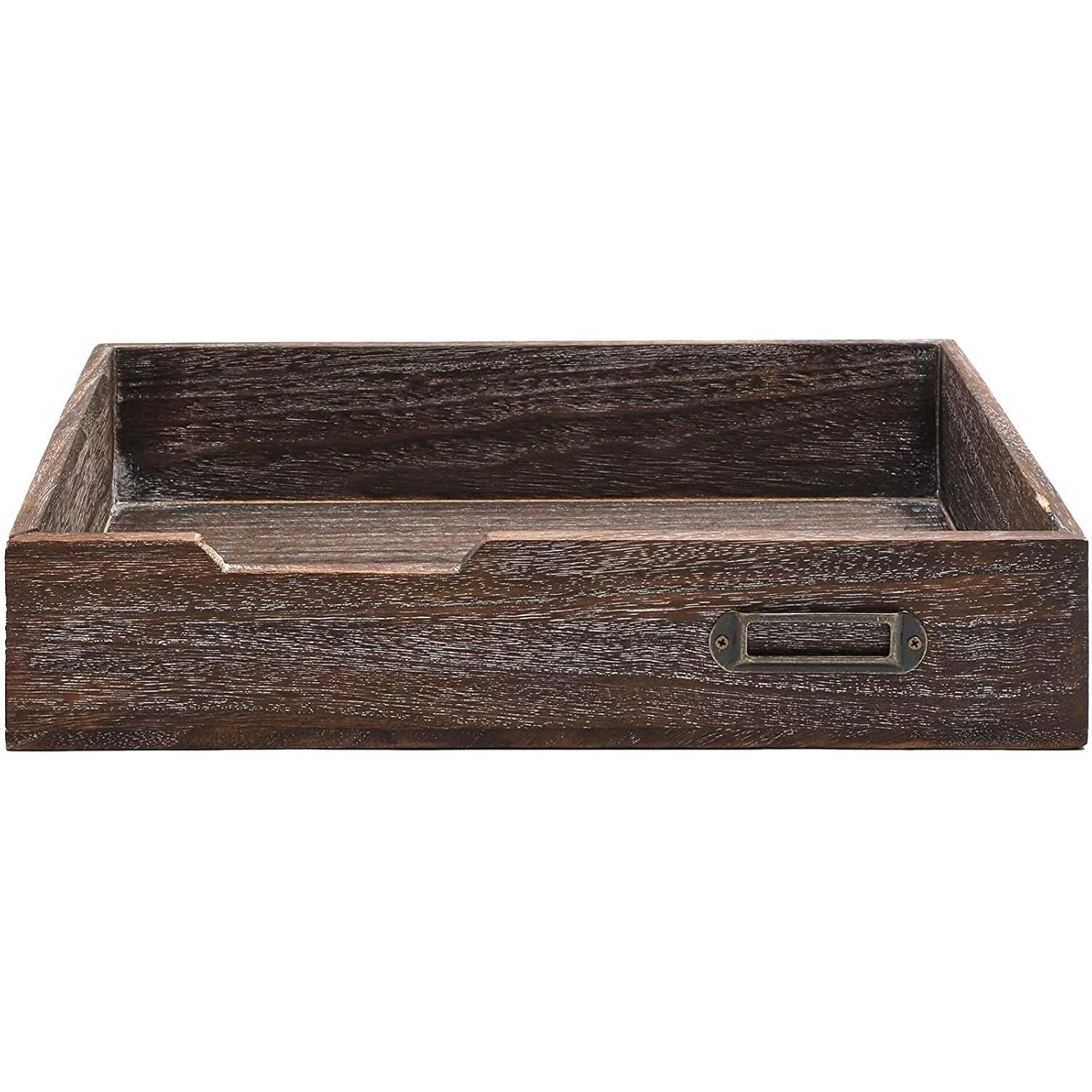 Juvale Rustic Wood Stackable Paper Tray, Vintage Office Desk Desktop Holder Organizer for Documents Files Folders Magazines, 10.5 inches