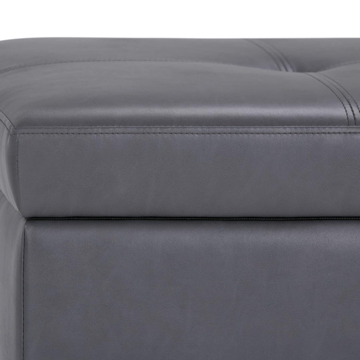 Simpli Home Oregon 42"W Upholstered Storage Ottoman Bench with Lift-Top Lid and Tray