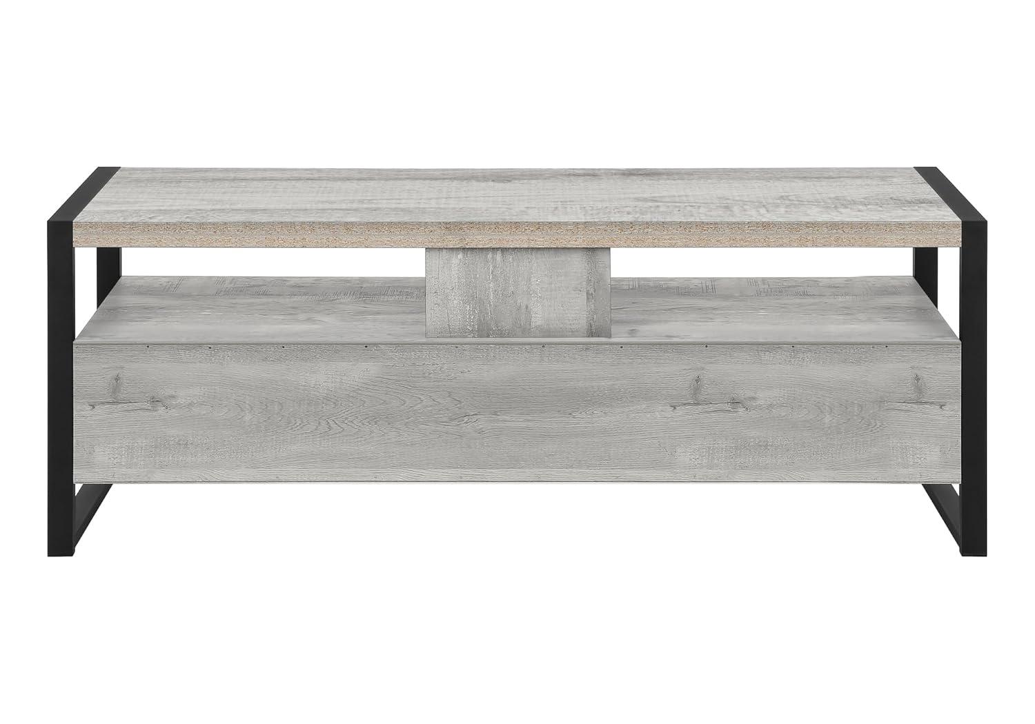 Monarch Specialties Tv Stand 60 Inch Console Media Entertainment Center Storage Drawers Metal Laminate Grey Black Contemporary Modern