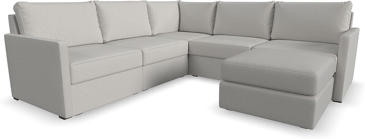 Flex 5 - Piece Upholstered Modular Sectional with Bumper Ottoman
