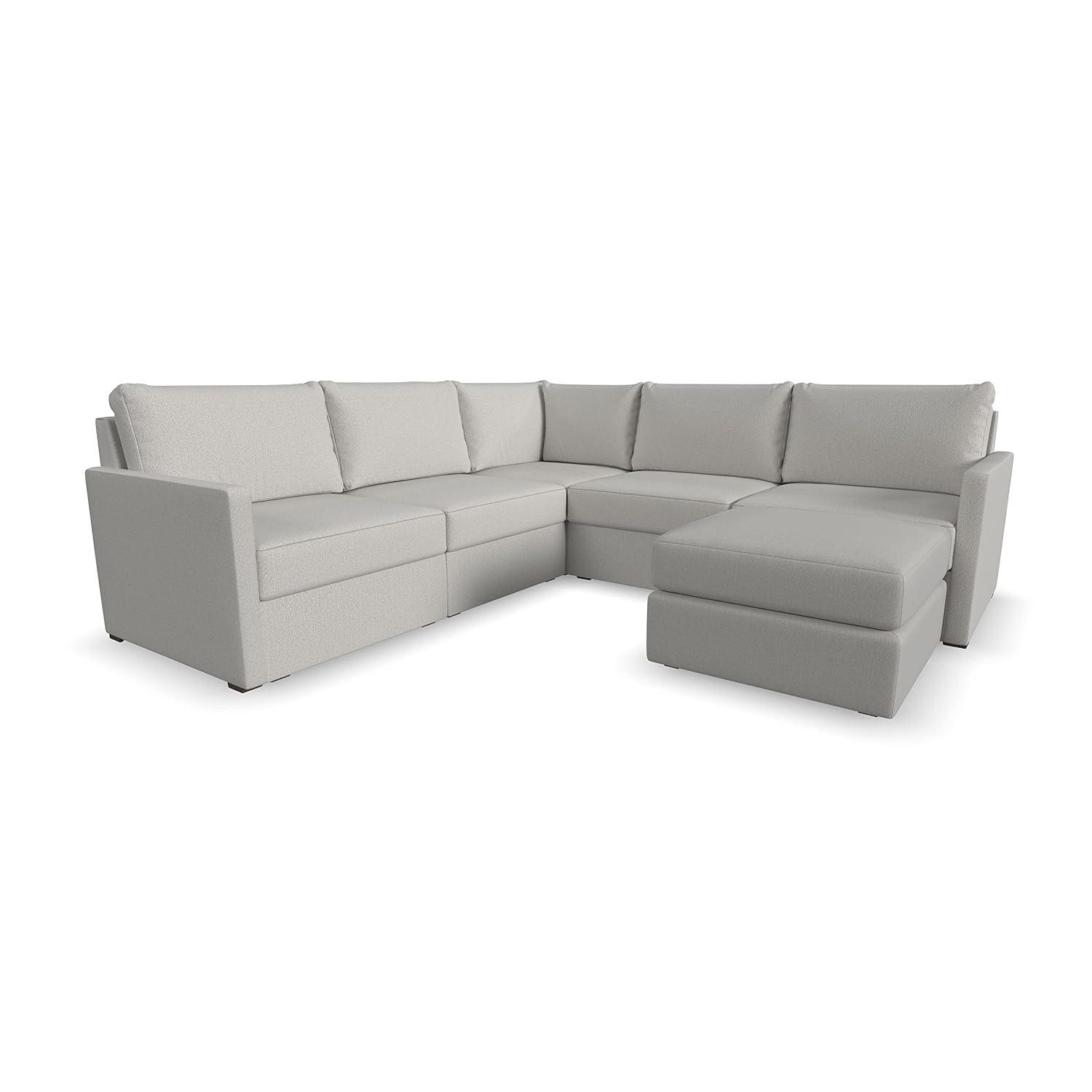 Flex 5 - Piece Upholstered Modular Sectional with Bumper Ottoman