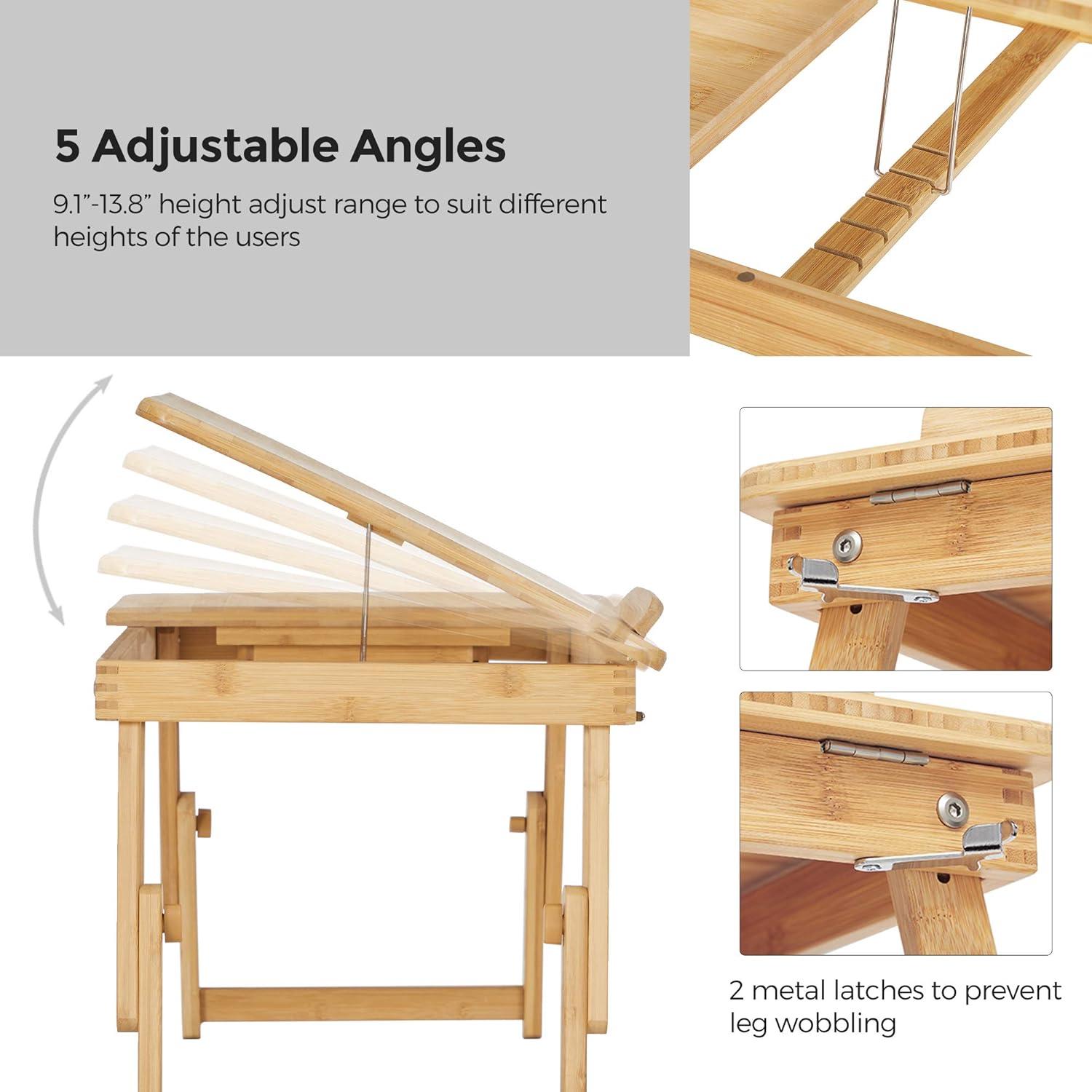 Bamboo Foldable Lap Desks for Laptop, Portable Bed Tray Table, Working,Snack Tray Breakfast Tray Bed Table Drawing Table