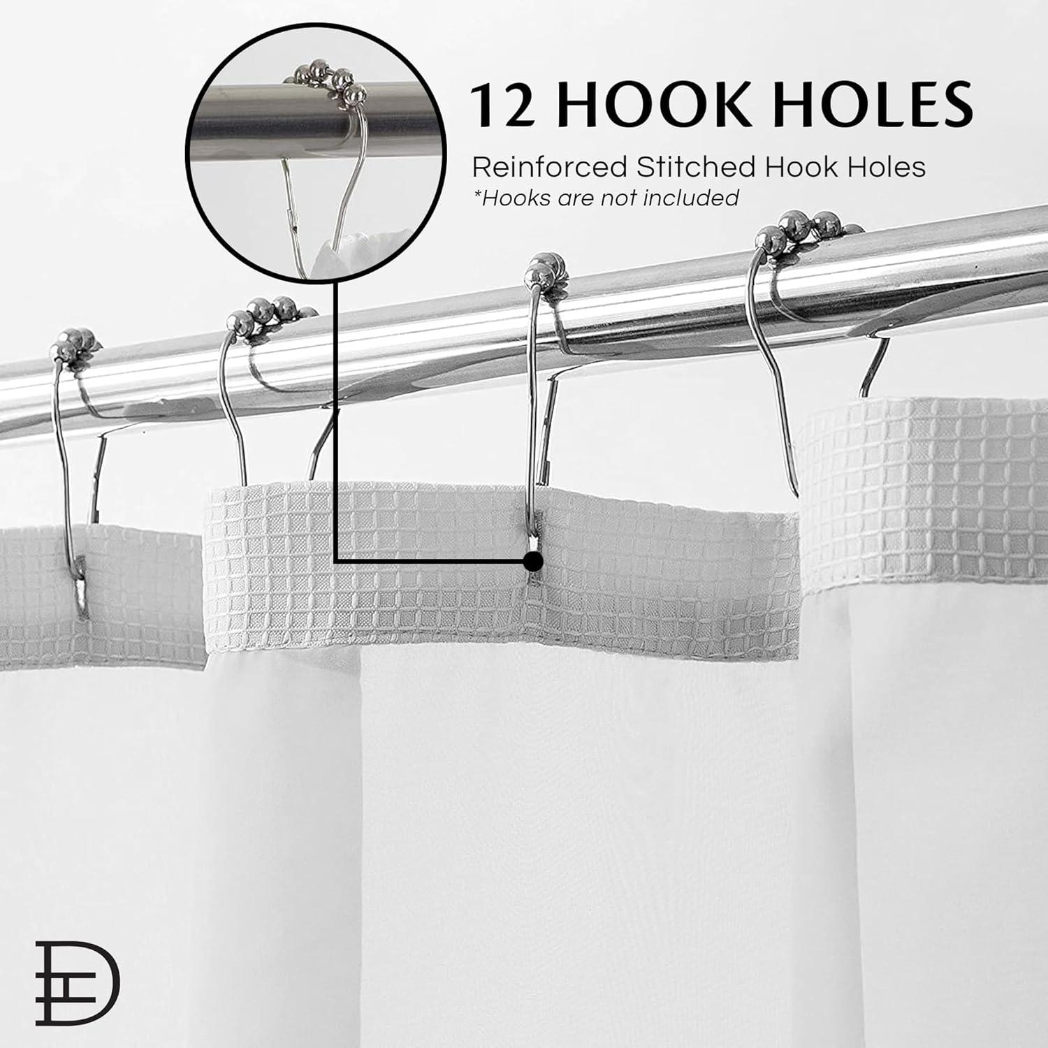 Dainty Home Complete Shower Curtain With Detachable Liner - White
