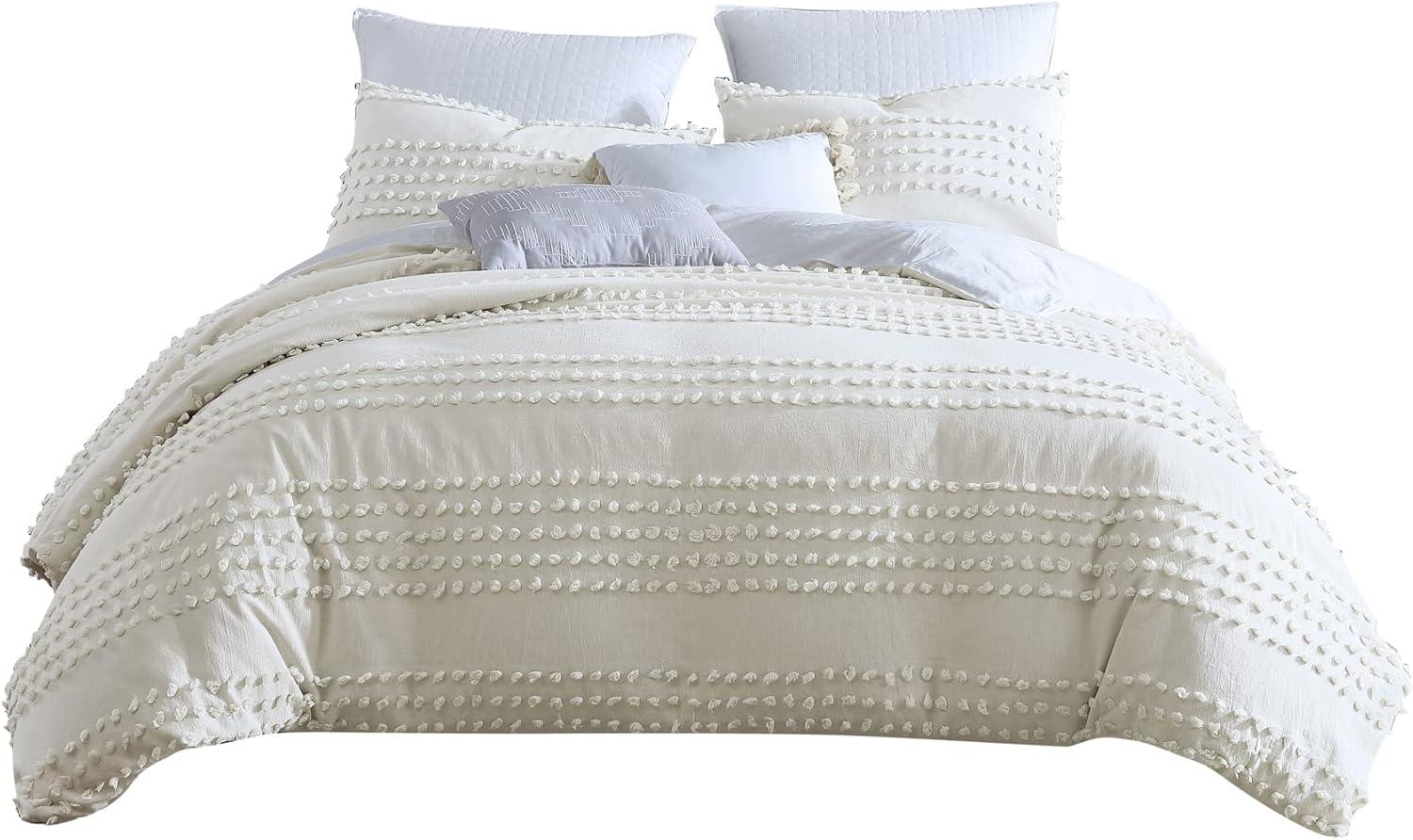 Rukai 100% Cotton Diamond Clip Jacquard 3D Fringe Texture 5-Piece Comforter Set