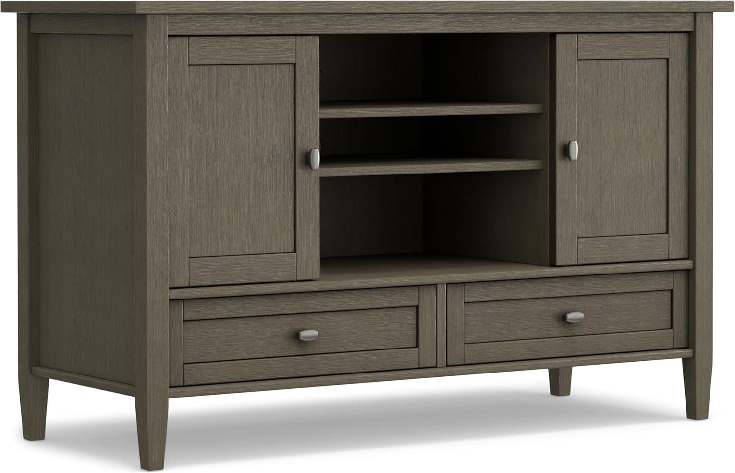 Farmhouse Gray Solid Wood TV Media Stand with Storage